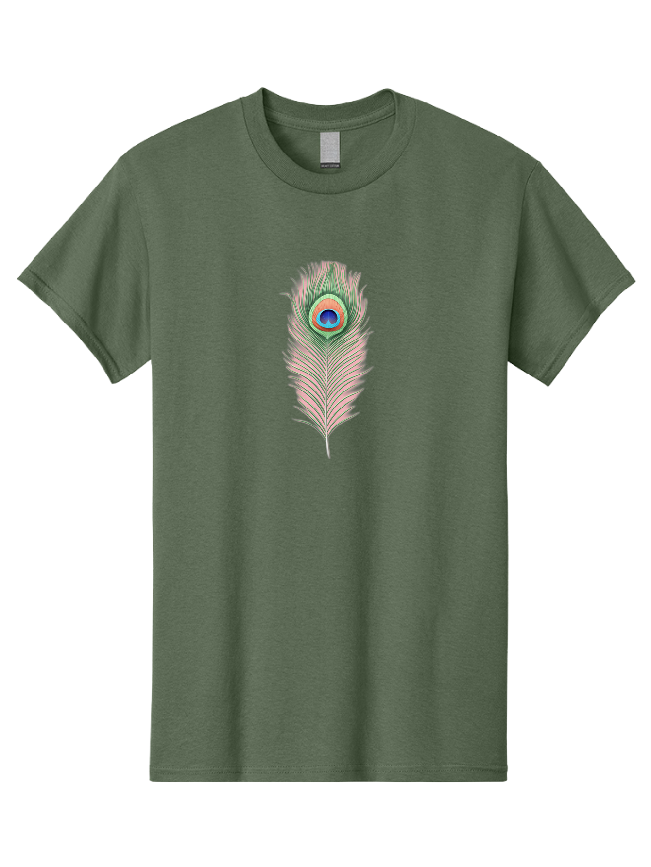 Peacock-Feather-3 Men'S Graphic Tee, 100% Cotton, Comfortable Casual Summer Wear, Machine Washable, Peacock Feather Illustration, Colorful Plumage, Vibrant Eye, Bird Anatomy, Nature Graphics, Exotic Design, Ornamental Art, Bab111