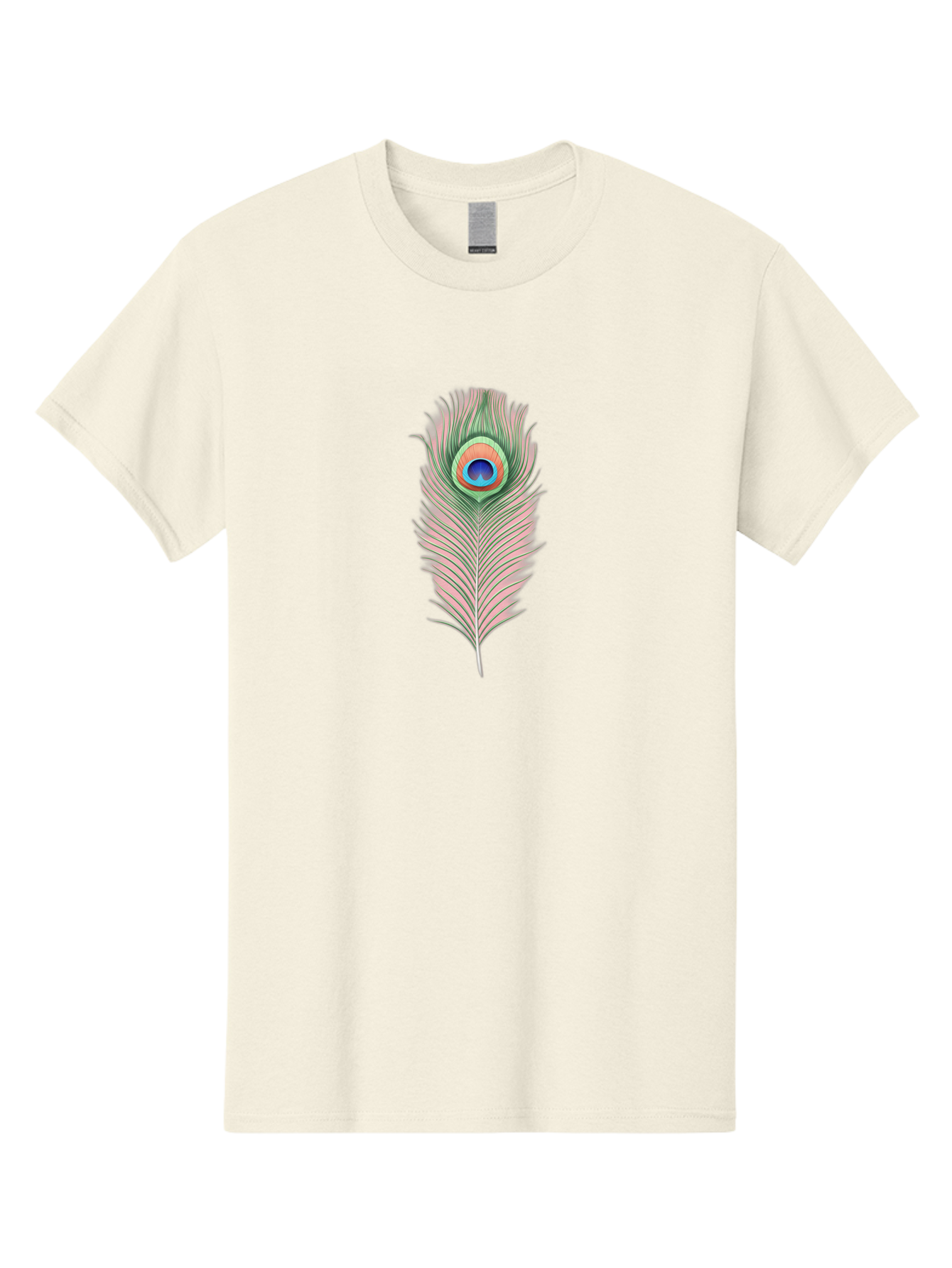 Peacock-Feather-3 Men'S Graphic Tee, 100% Cotton, Comfortable Casual Summer Wear, Machine Washable, Peacock Feather Illustration, Colorful Plumage, Vibrant Eye, Bird Anatomy, Nature Graphics, Exotic Design, Ornamental Art, Bab111