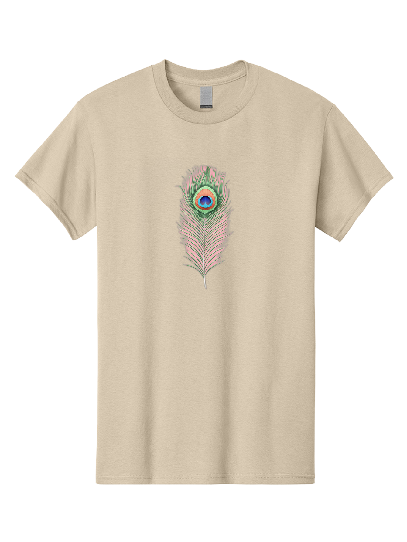 Peacock-Feather-3 Men'S Graphic Tee, 100% Cotton, Comfortable Casual Summer Wear, Machine Washable, Peacock Feather Illustration, Colorful Plumage, Vibrant Eye, Bird Anatomy, Nature Graphics, Exotic Design, Ornamental Art, Bab111