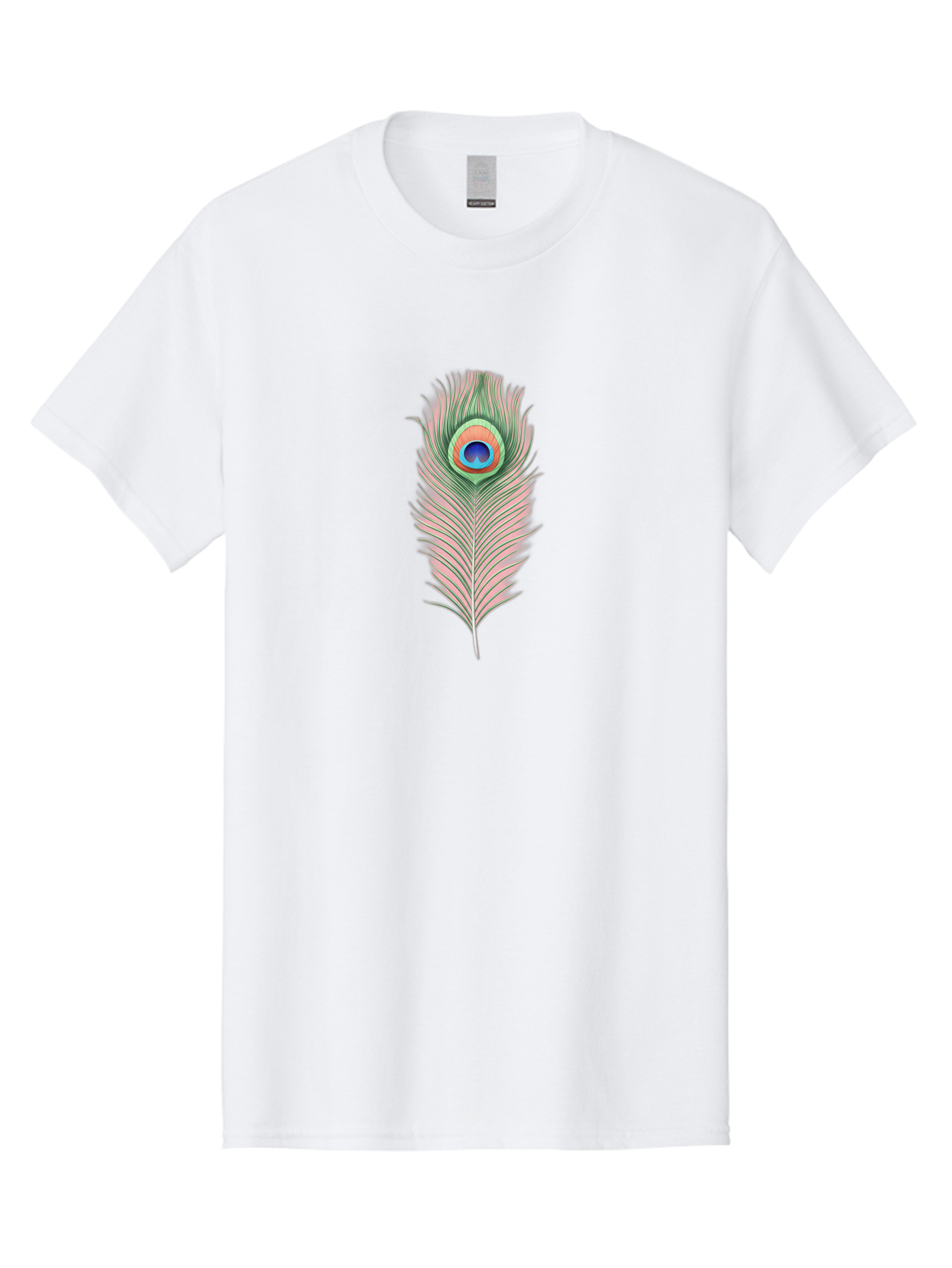 Peacock-Feather-3 Men'S Graphic Tee, 100% Cotton, Comfortable Casual Summer Wear, Machine Washable, Peacock Feather Illustration, Colorful Plumage, Vibrant Eye, Bird Anatomy, Nature Graphics, Exotic Design, Ornamental Art, Bab111