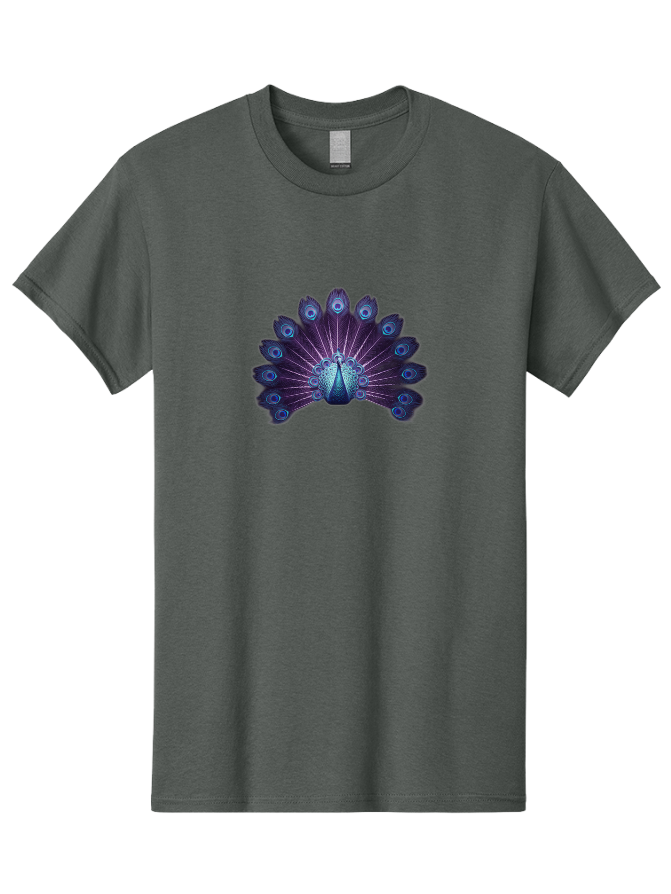 Peacock-Feather-5 Men'S Graphic Tee, 100% Cotton, Comfortable Casual Summer Wear, Machine Washable, Peacock, Tail Feathers, Vibrant Colors, Blue And Purple Hues, Eye-Catching Display, Natural Beauty, Majestic Plumage, Intricate Patterns, Bab113