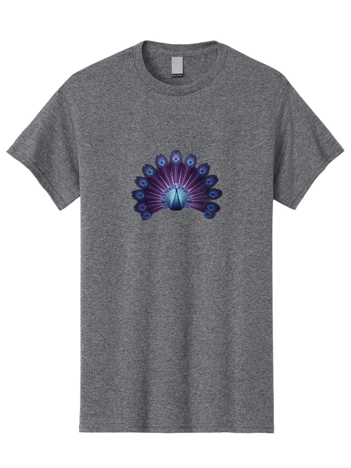 Peacock-Feather-5 Men'S Graphic Tee, 100% Cotton, Comfortable Casual Summer Wear, Machine Washable, Peacock, Tail Feathers, Vibrant Colors, Blue And Purple Hues, Eye-Catching Display, Natural Beauty, Majestic Plumage, Intricate Patterns, Bab113