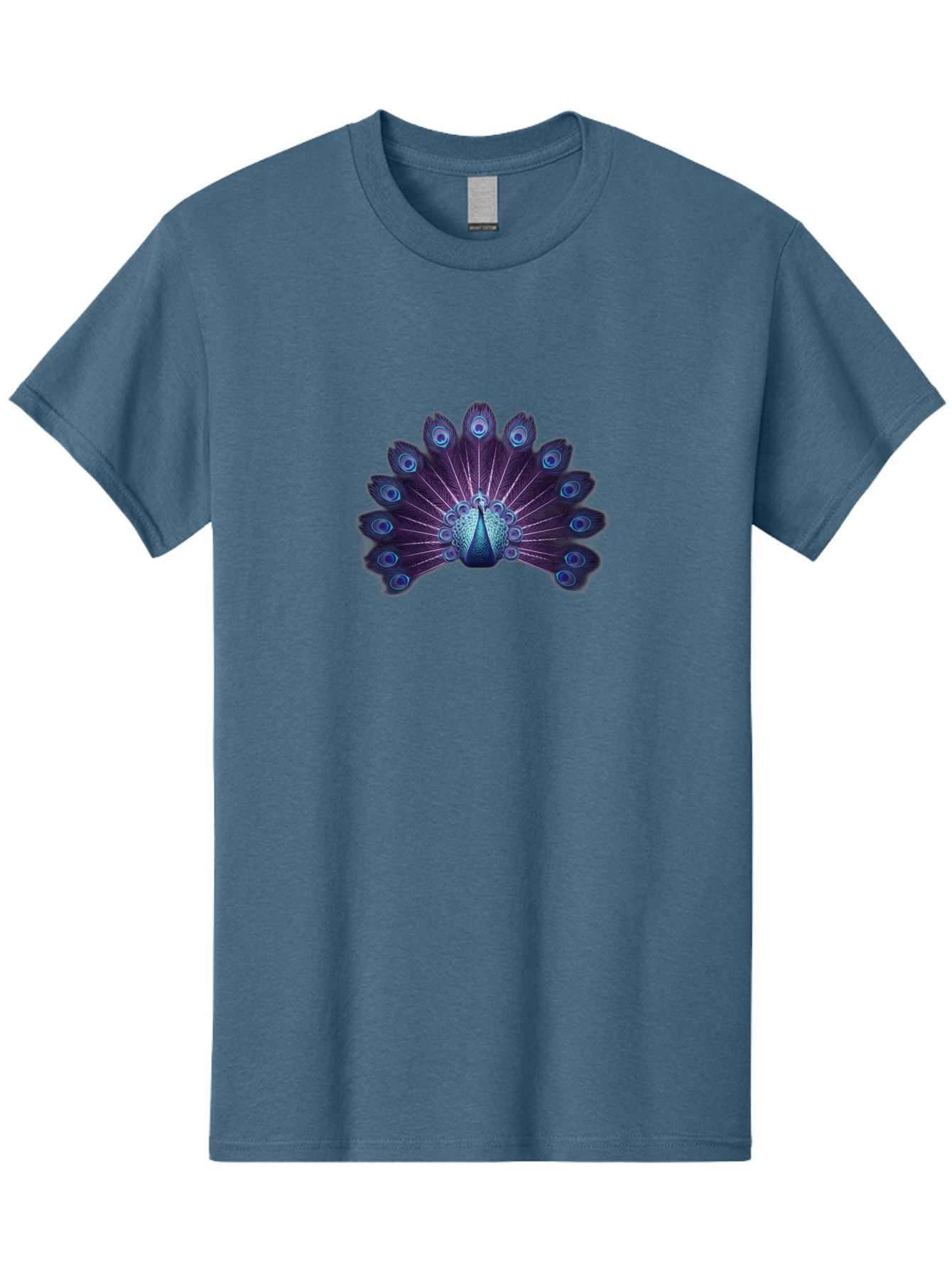 Peacock-Feather-5 Men'S Graphic Tee, 100% Cotton, Comfortable Casual Summer Wear, Machine Washable, Peacock, Tail Feathers, Vibrant Colors, Blue And Purple Hues, Eye-Catching Display, Natural Beauty, Majestic Plumage, Intricate Patterns, Bab113