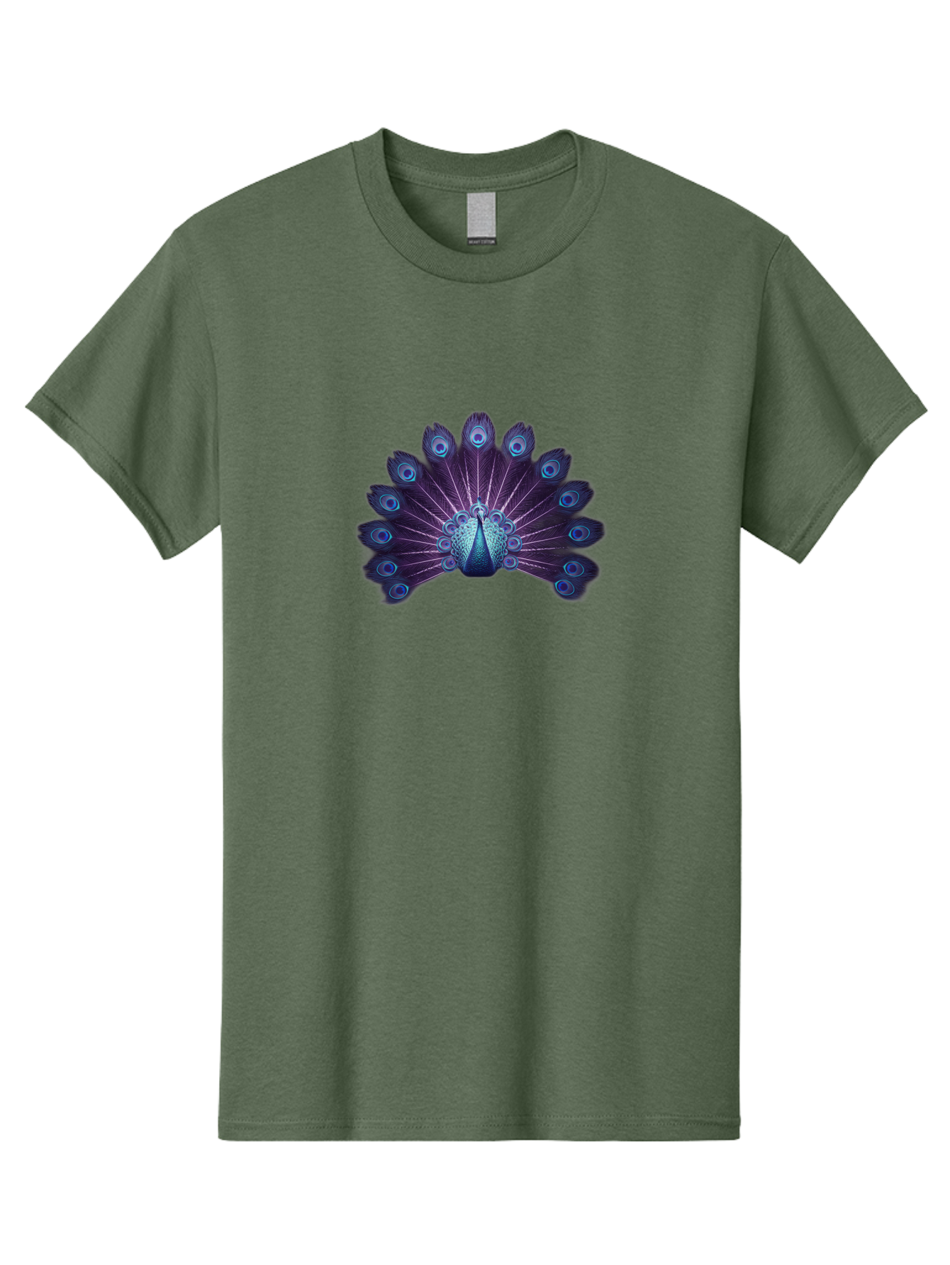 Peacock-Feather-5 Men'S Graphic Tee, 100% Cotton, Comfortable Casual Summer Wear, Machine Washable, Peacock, Tail Feathers, Vibrant Colors, Blue And Purple Hues, Eye-Catching Display, Natural Beauty, Majestic Plumage, Intricate Patterns, Bab113