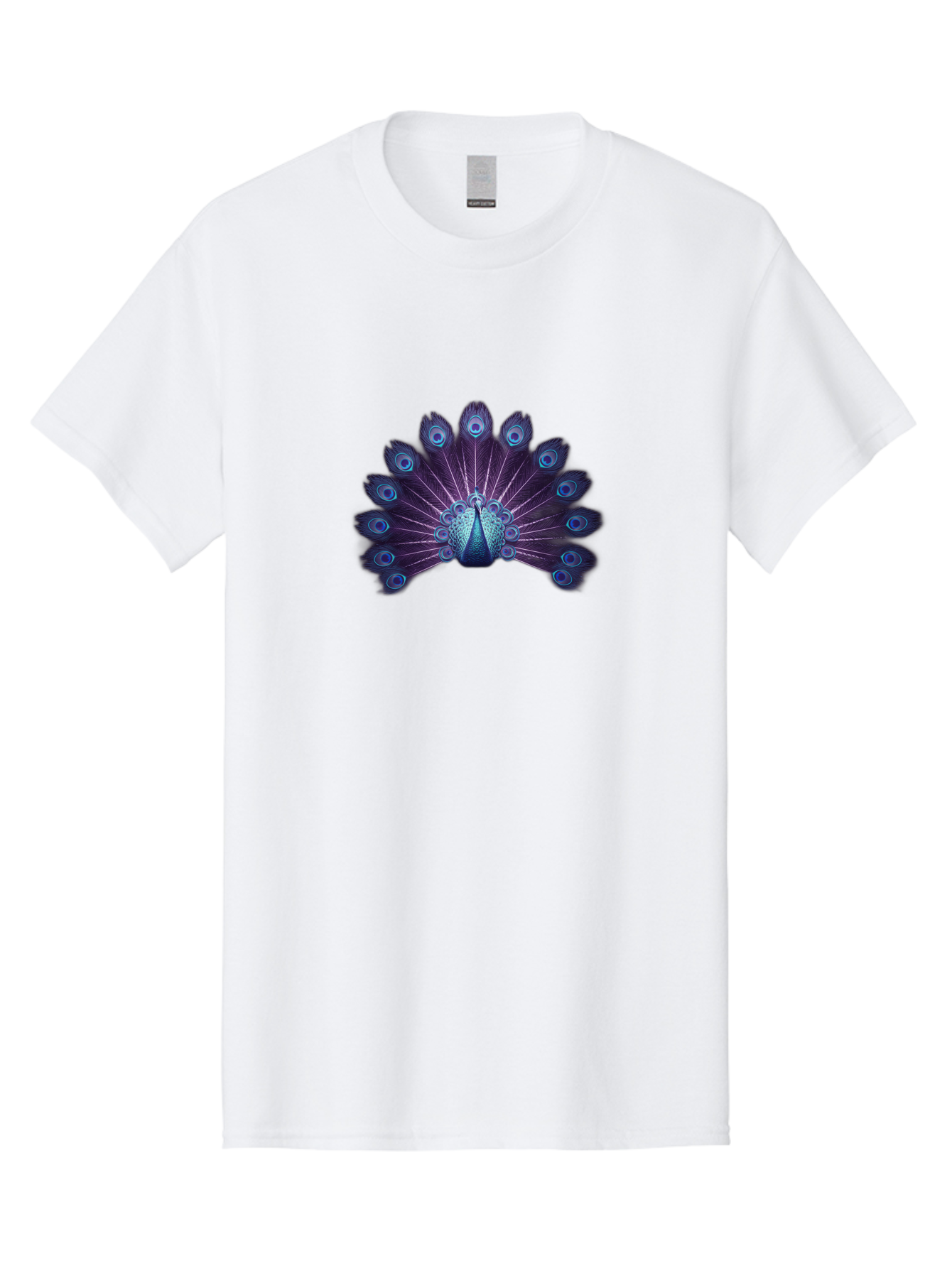 Peacock-Feather-5 Men'S Graphic Tee, 100% Cotton, Comfortable Casual Summer Wear, Machine Washable, Peacock, Tail Feathers, Vibrant Colors, Blue And Purple Hues, Eye-Catching Display, Natural Beauty, Majestic Plumage, Intricate Patterns, Bab113