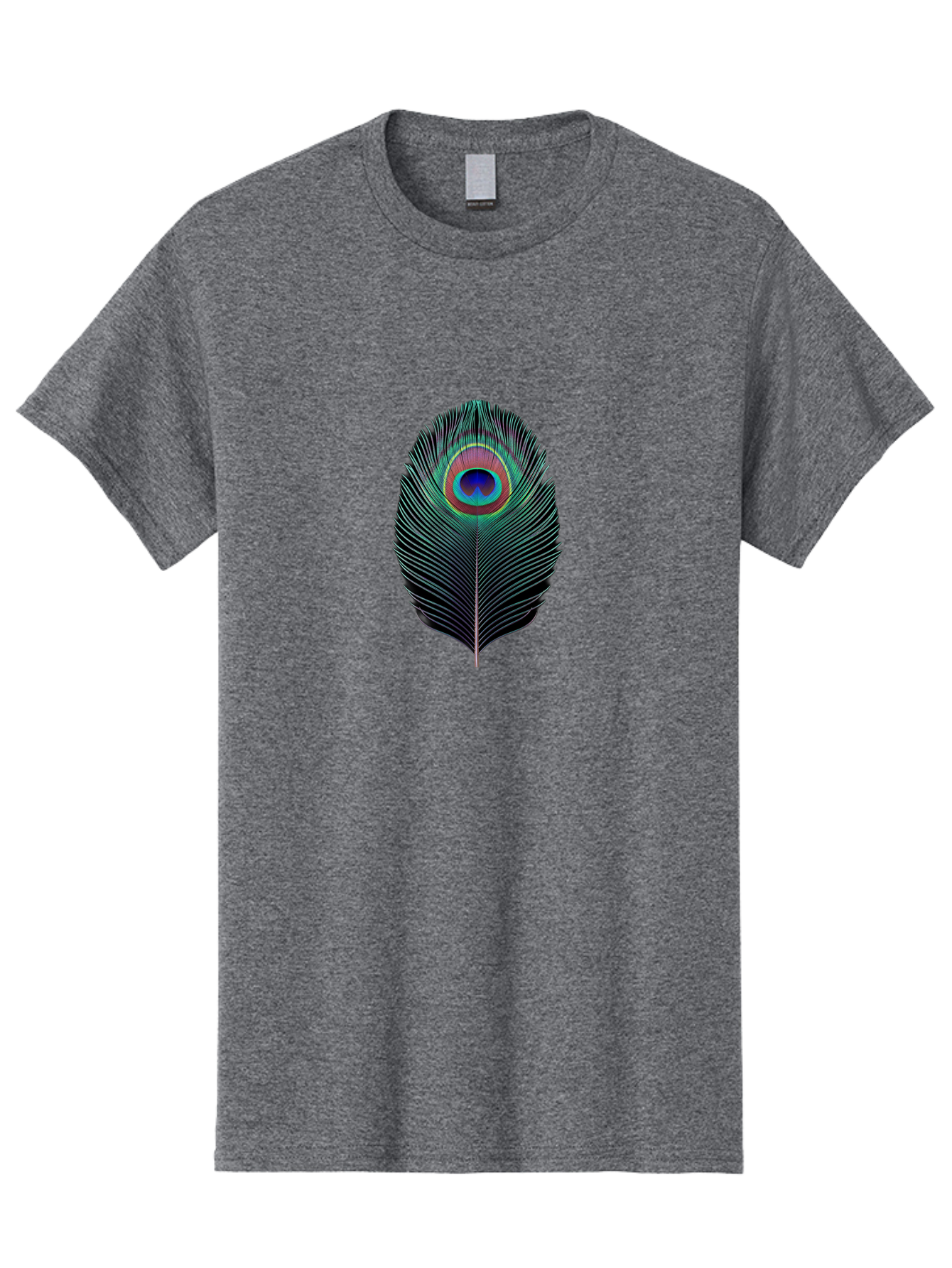 Peacock-Feather-7 Men'S Graphic Tee, 100% Cotton, Comfortable Casual Summer Wear, Machine Washable, Peacock Feather, Vibrant Colors, Blue, Red, And Turquoise Eye, Black And White Stripes, Majestic Plumage, Exotic Bird, Colorful Pattern, Bab115