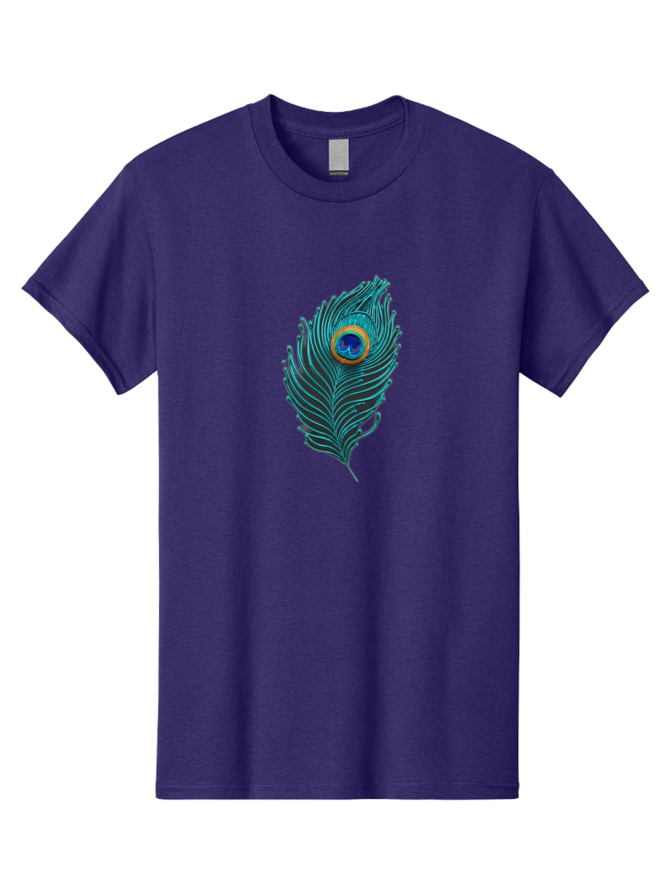 Peacock-Feather-8 Men'S Graphic Tee, 100% Cotton, Comfortable Casual Summer Wear, Machine Washable, Peacock Feather, Vibrant Colors, Teal, Blue, Orange, Elegant Design, Intricate Patterns, Luxurious Feel, Eye-Catching Detail, Stunning Visuals, Bab116