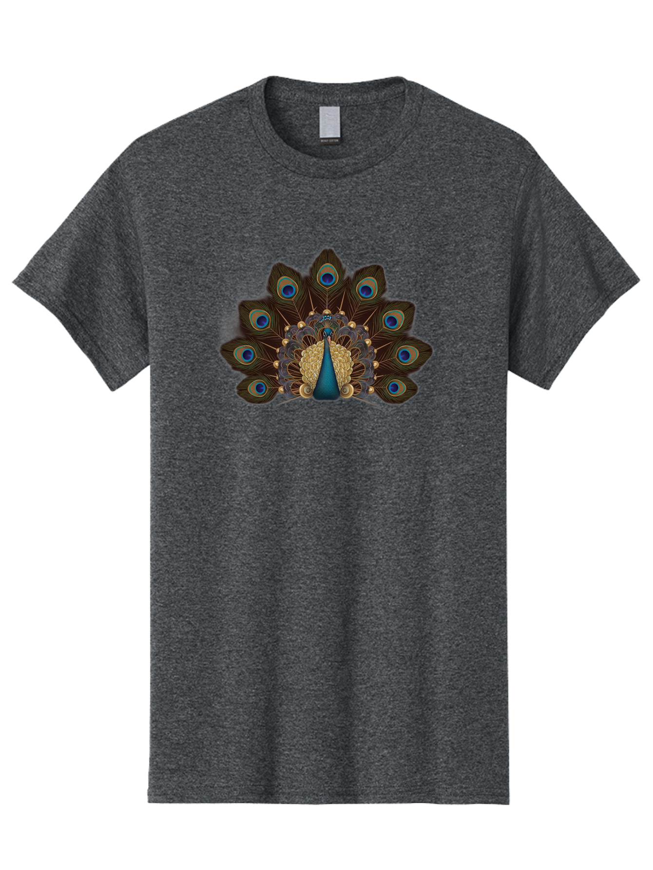 Peacock-Feather-Display Men'S Graphic Tee, 100% Cotton, Comfortable Casual Summer Wear, Machine Washable, Peacock, Bird, Feathers, Blue Eyes, Golden Plumage, Royal Bird, Majestic Creature, Intricate Details, Vibrant Colors, Exotic Beauty Bab118