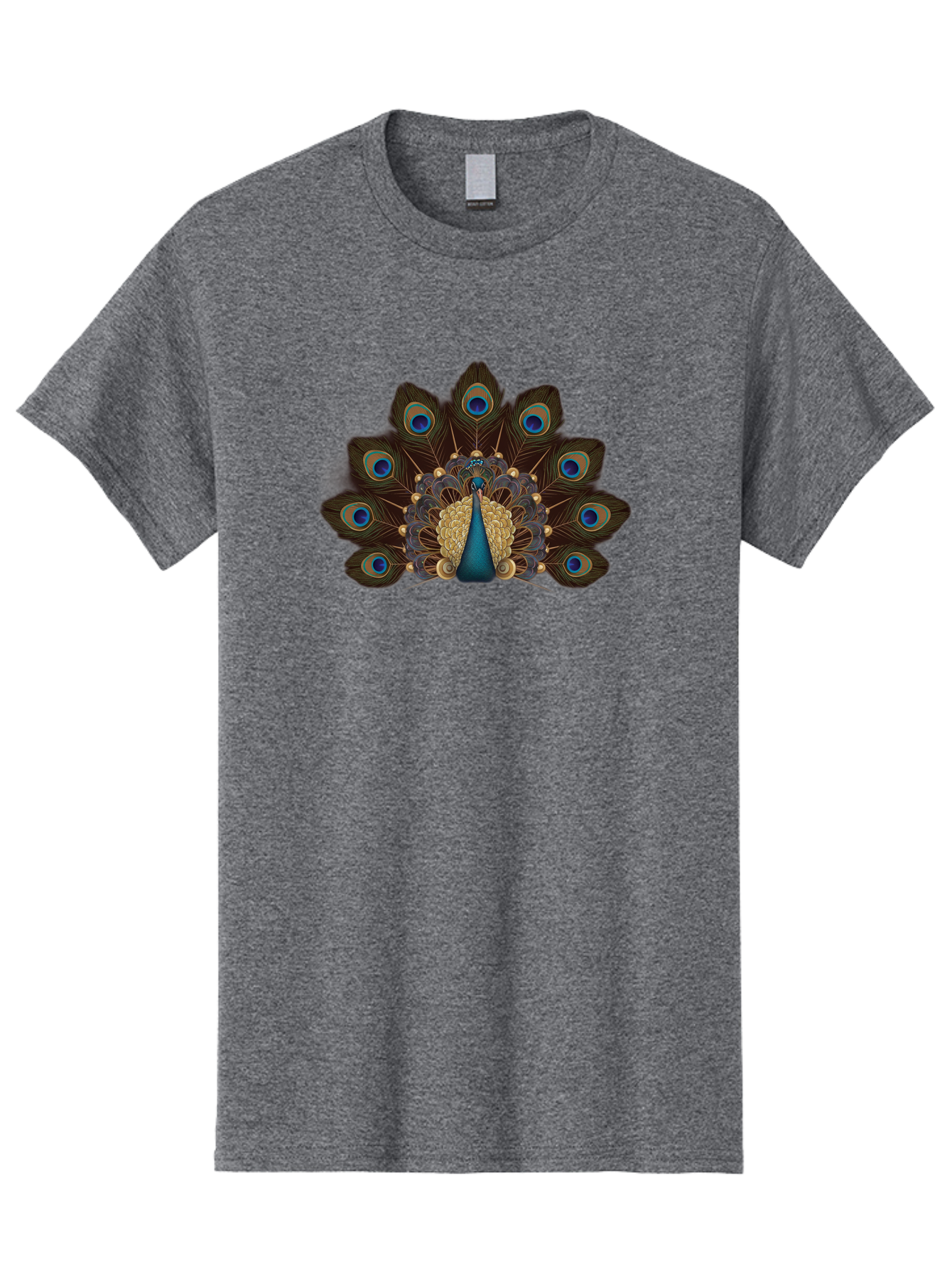Peacock-Feather-Display Men'S Graphic Tee, 100% Cotton, Comfortable Casual Summer Wear, Machine Washable, Peacock, Bird, Feathers, Blue Eyes, Golden Plumage, Royal Bird, Majestic Creature, Intricate Details, Vibrant Colors, Exotic Beauty Bab118
