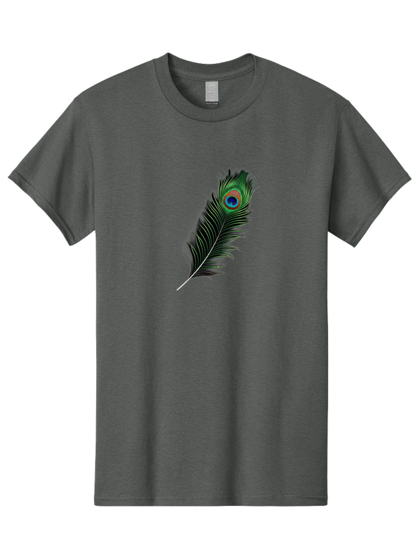 Peacock-Feather Men'S Graphic Tee, 100% Cotton, Comfortable Casual Summer Wear, Machine Washable, Peacock Feather, Bird Feather, Colorful Plumage, Vibrant Colors, Intricate Patterns, Natural Beauty, Symbolic Meaning, Ornamental Decoration, Bab119