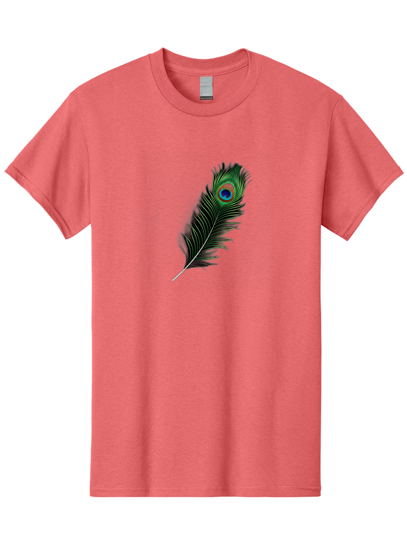 Peacock-Feather Men'S Graphic Tee, 100% Cotton, Comfortable Casual Summer Wear, Machine Washable, Peacock Feather, Bird Feather, Colorful Plumage, Vibrant Colors, Intricate Patterns, Natural Beauty, Symbolic Meaning, Ornamental Decoration, Bab119