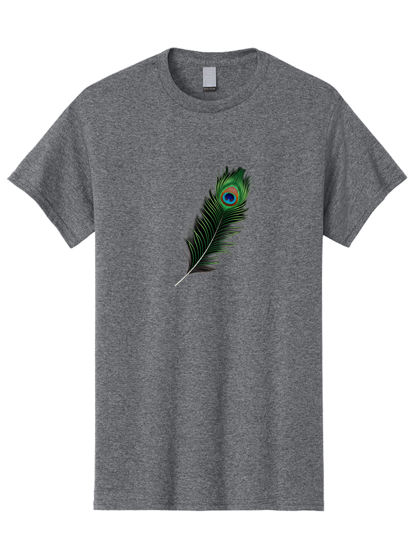 Peacock-Feather Men'S Graphic Tee, 100% Cotton, Comfortable Casual Summer Wear, Machine Washable, Peacock Feather, Bird Feather, Colorful Plumage, Vibrant Colors, Intricate Patterns, Natural Beauty, Symbolic Meaning, Ornamental Decoration, Bab119