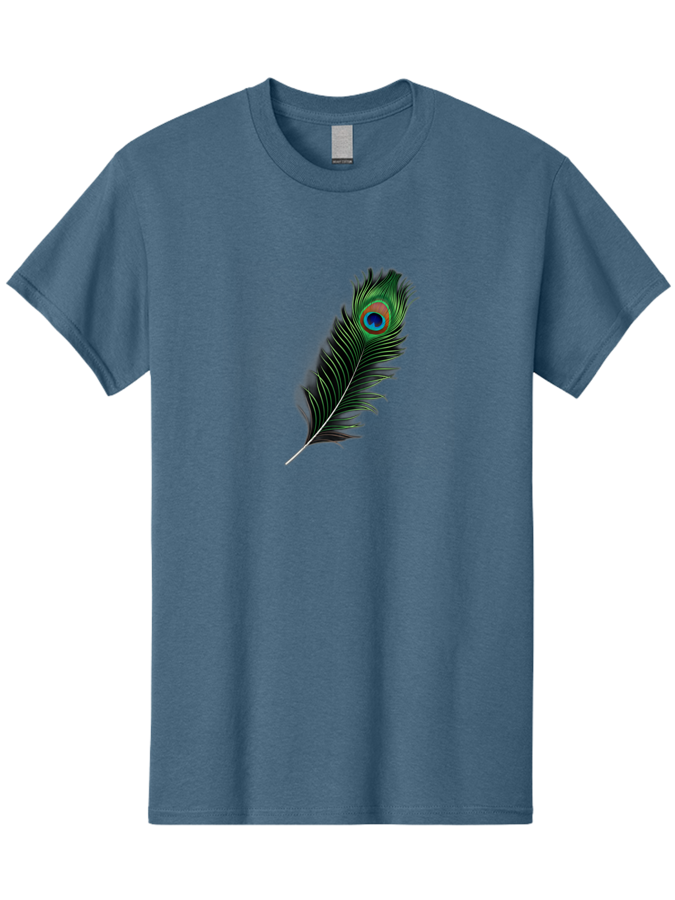 Peacock-Feather Men'S Graphic Tee, 100% Cotton, Comfortable Casual Summer Wear, Machine Washable, Peacock Feather, Bird Feather, Colorful Plumage, Vibrant Colors, Intricate Patterns, Natural Beauty, Symbolic Meaning, Ornamental Decoration, Bab119