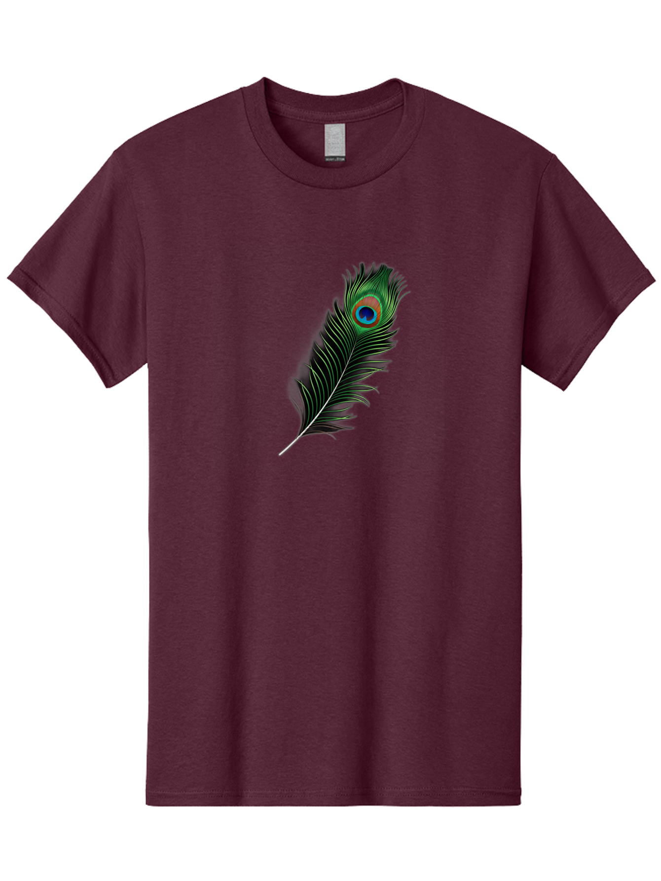 Peacock-Feather Men'S Graphic Tee, 100% Cotton, Comfortable Casual Summer Wear, Machine Washable, Peacock Feather, Bird Feather, Colorful Plumage, Vibrant Colors, Intricate Patterns, Natural Beauty, Symbolic Meaning, Ornamental Decoration, Bab119