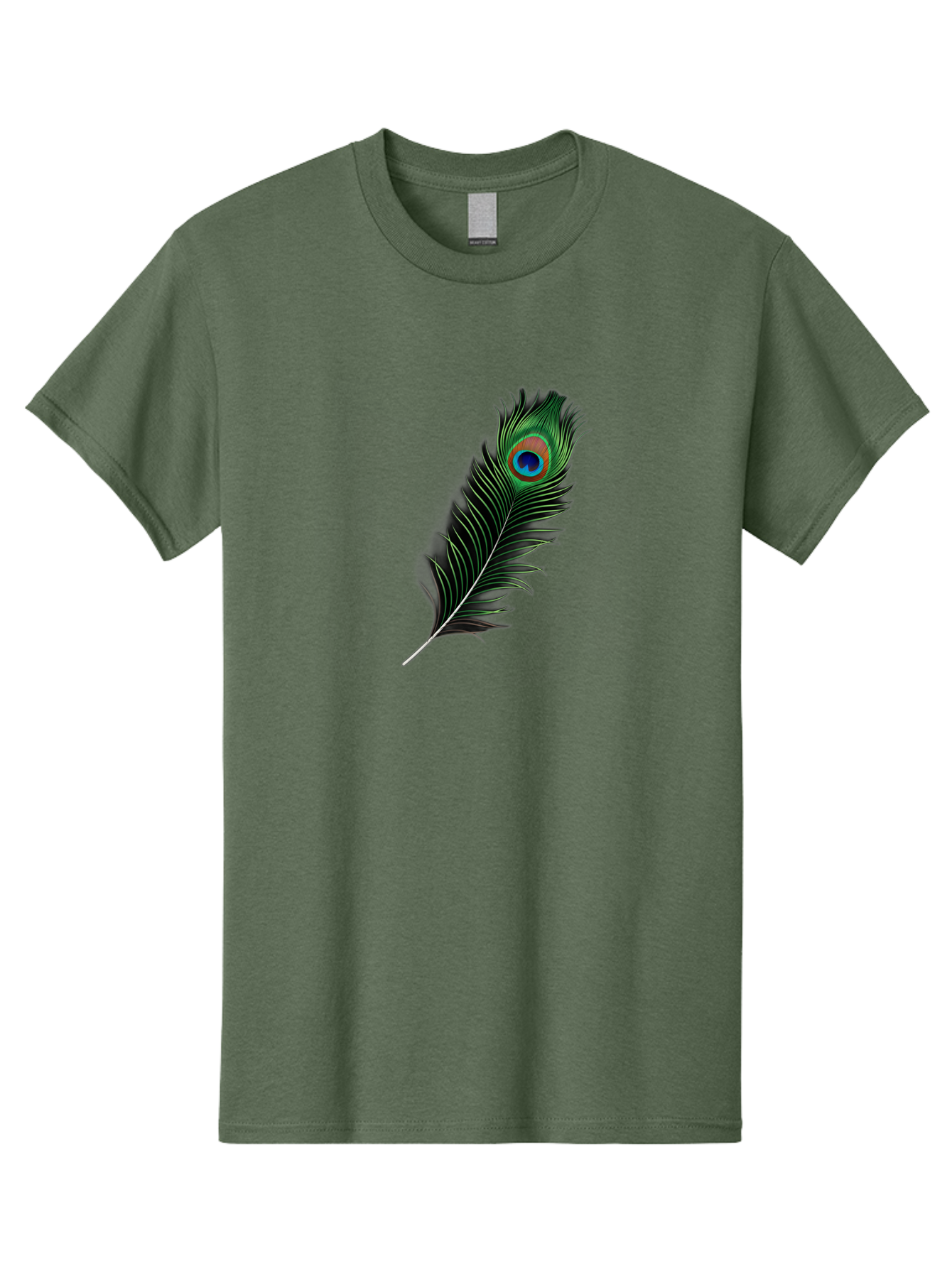 Peacock-Feather Men'S Graphic Tee, 100% Cotton, Comfortable Casual Summer Wear, Machine Washable, Peacock Feather, Bird Feather, Colorful Plumage, Vibrant Colors, Intricate Patterns, Natural Beauty, Symbolic Meaning, Ornamental Decoration, Bab119