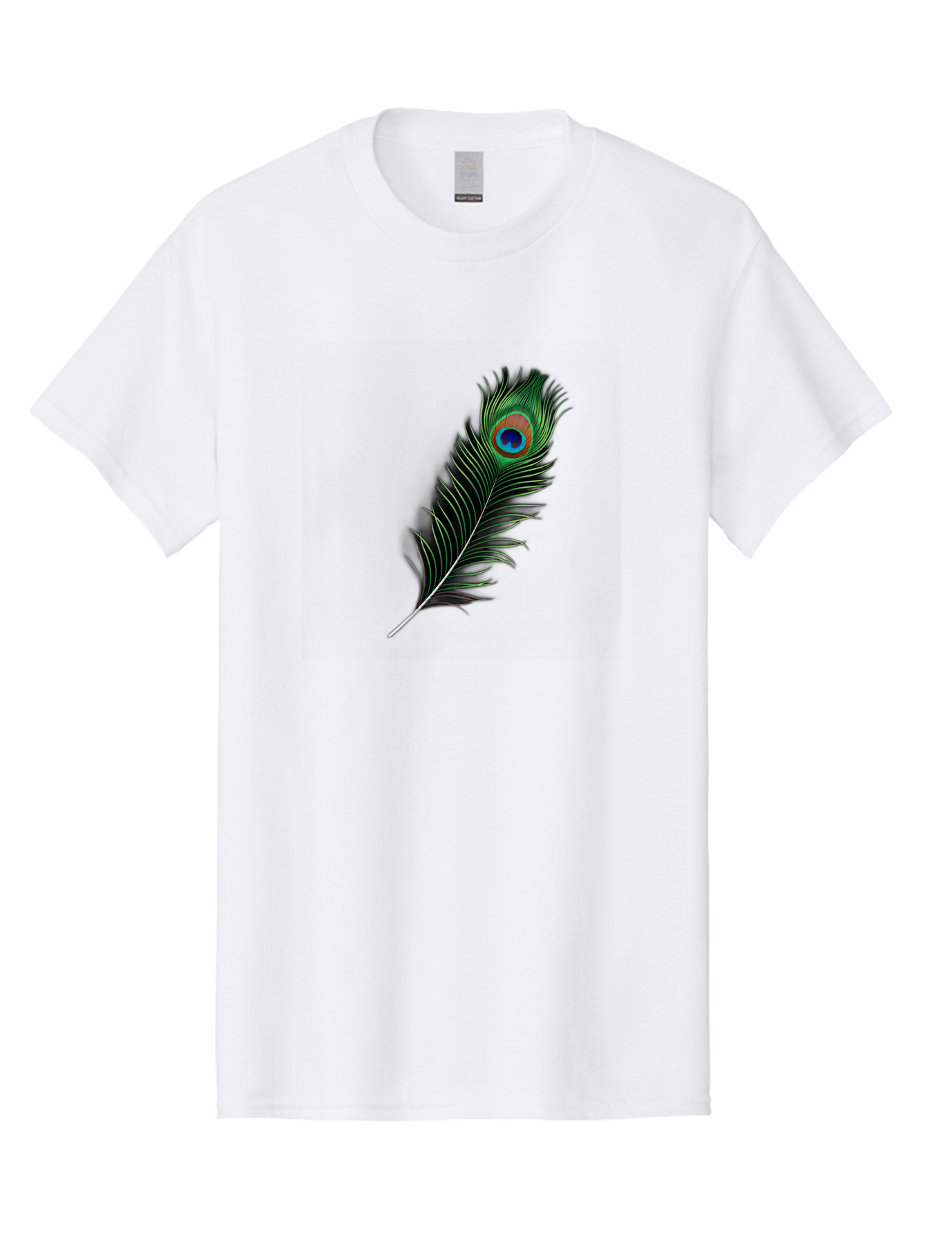 Peacock-Feather Men'S Graphic Tee, 100% Cotton, Comfortable Casual Summer Wear, Machine Washable, Peacock Feather, Bird Feather, Colorful Plumage, Vibrant Colors, Intricate Patterns, Natural Beauty, Symbolic Meaning, Ornamental Decoration, Bab119