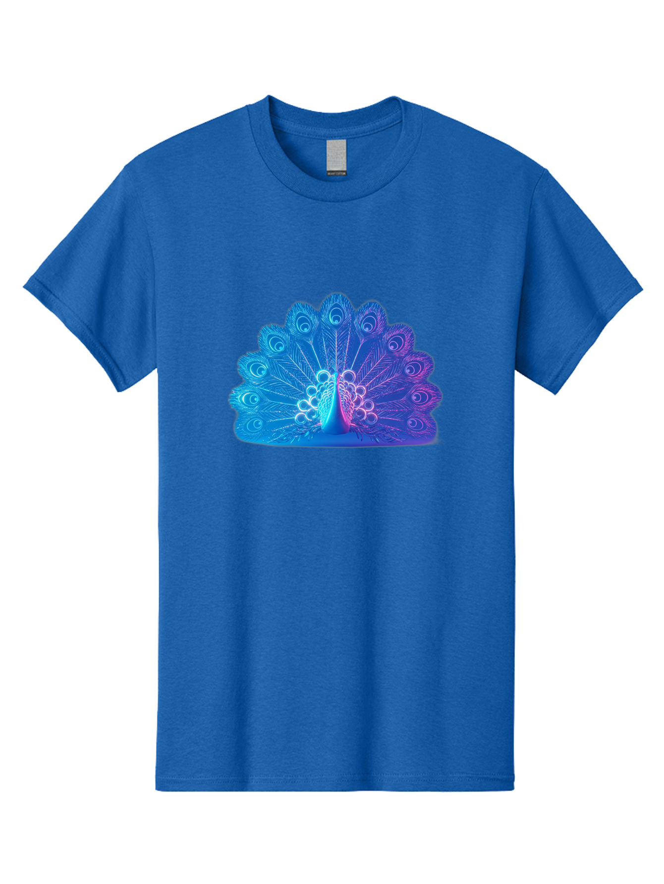 Peacock-Feathers-1 Men'S Graphic Tee, 100% Cotton, Comfortable Casual Summer Wear, Machine Washable, Peacock Feather, Vibrant Colors, Blue And Purple Hues, Intricate Details, Swirling Patterns, Majestic Display, Exotic Bird, Colorful Plumage, Bab120