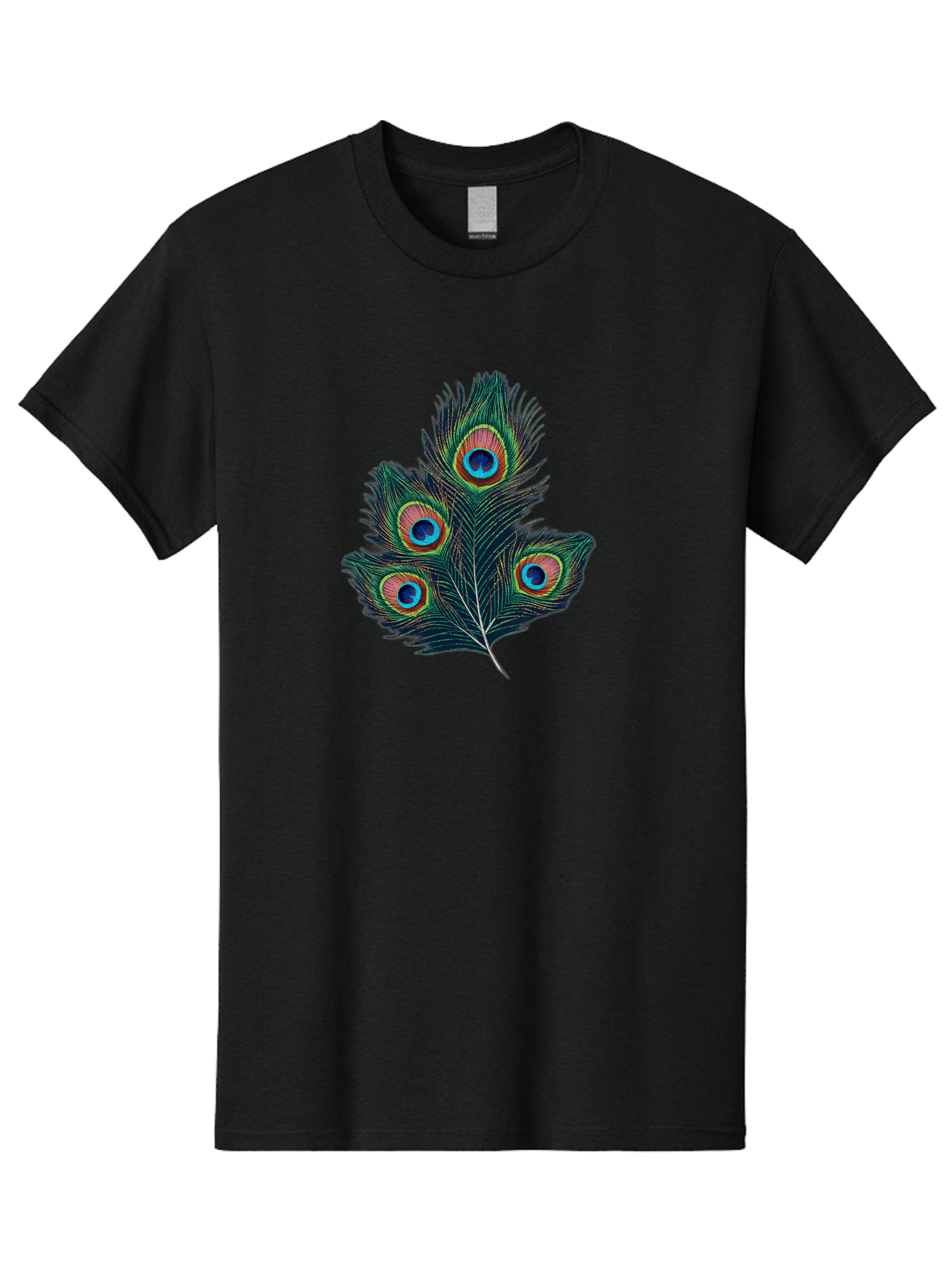 Peacock-Feathers Men'S Graphic Tee, 100% Cotton, Comfortable Casual Summer Wear, Machine Washable, Peacock Feather, Colorful Plumage, Vibrant Colors, Eyespot, Blue And Orange, Exotic Bird, Natural Beauty, Wildlife Bab124