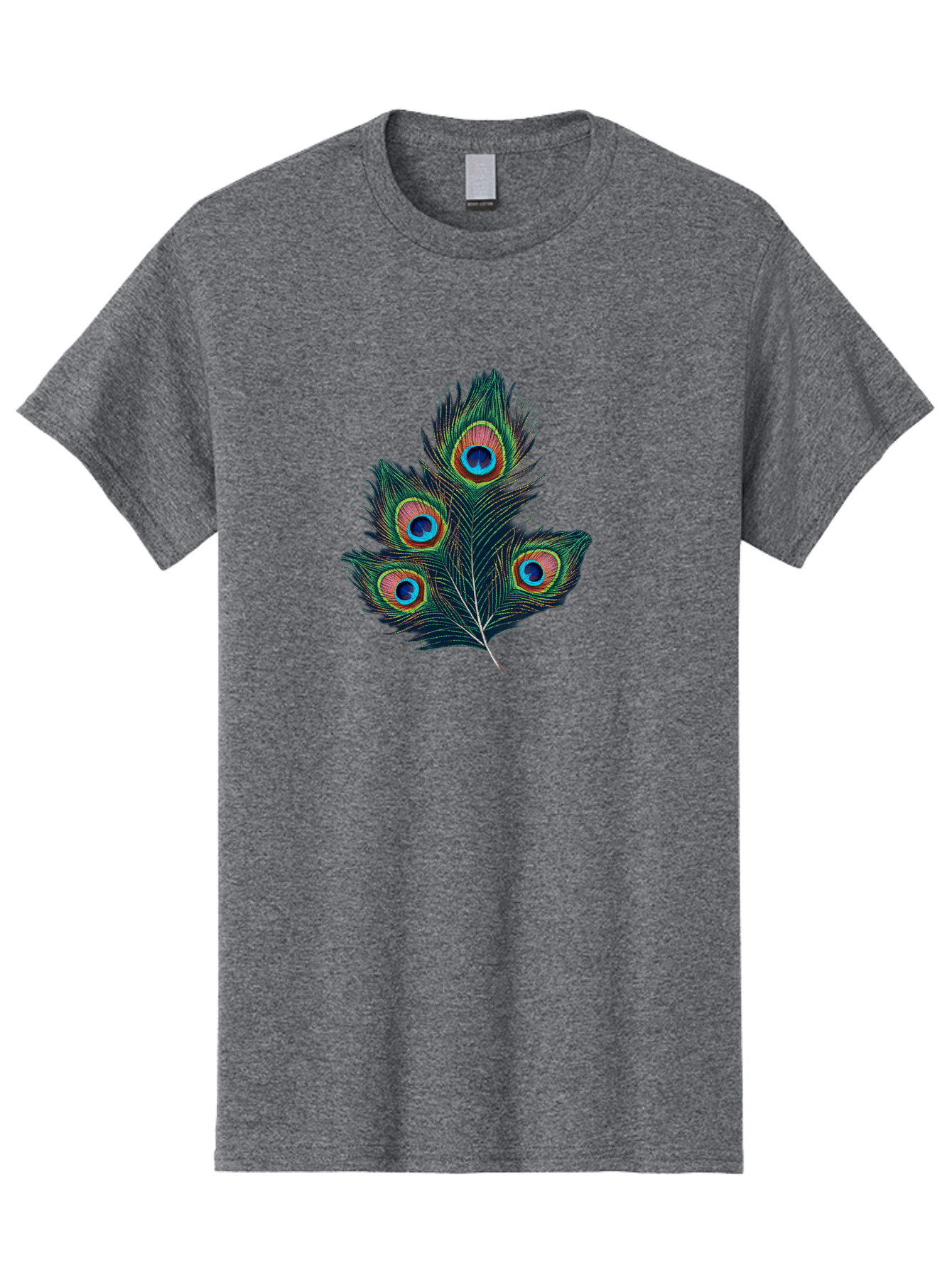 Peacock-Feathers Men'S Graphic Tee, 100% Cotton, Comfortable Casual Summer Wear, Machine Washable, Peacock Feather, Colorful Plumage, Vibrant Colors, Eyespot, Blue And Orange, Exotic Bird, Natural Beauty, Wildlife Bab124
