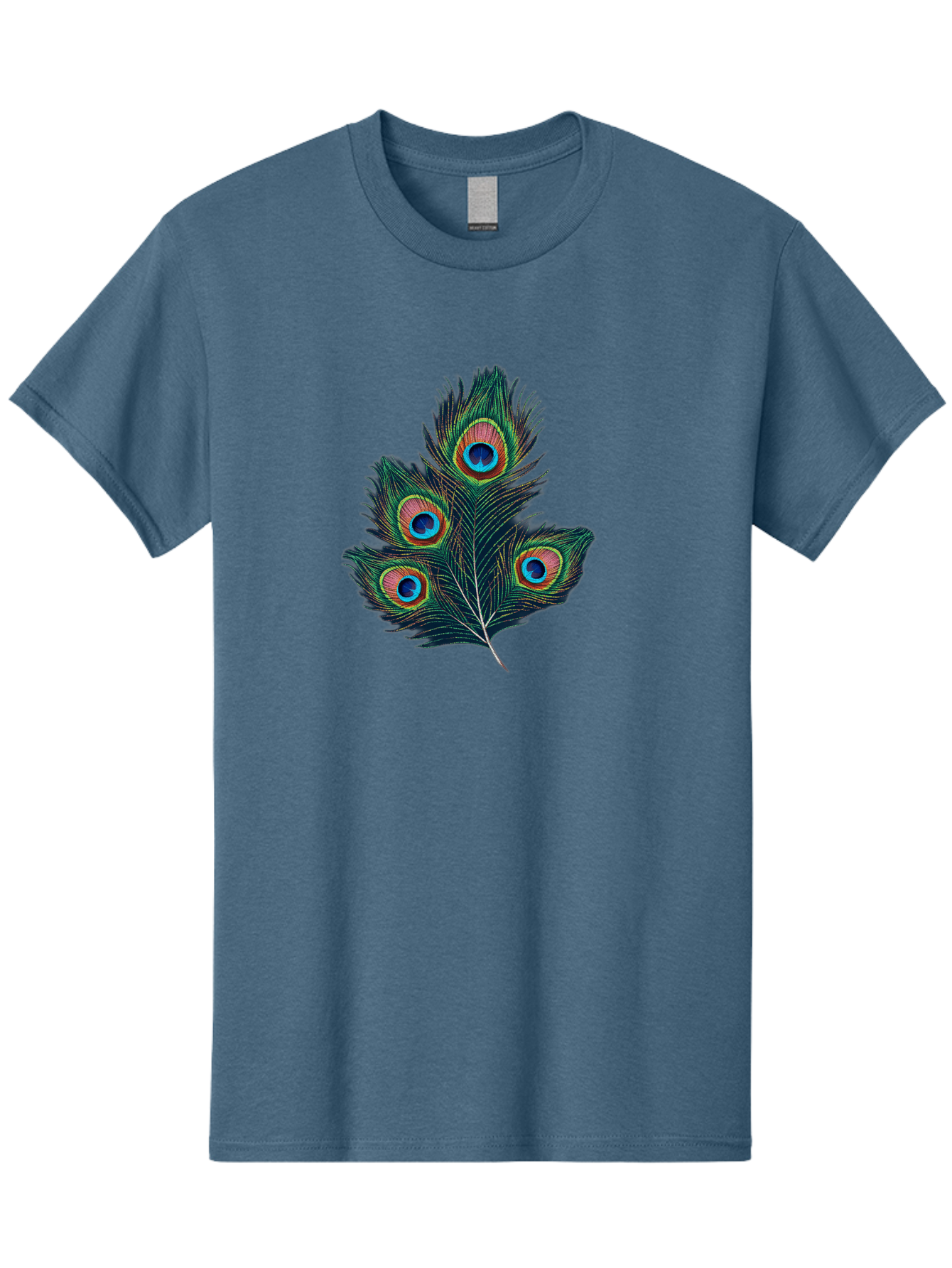 Peacock-Feathers Men'S Graphic Tee, 100% Cotton, Comfortable Casual Summer Wear, Machine Washable, Peacock Feather, Colorful Plumage, Vibrant Colors, Eyespot, Blue And Orange, Exotic Bird, Natural Beauty, Wildlife Bab124