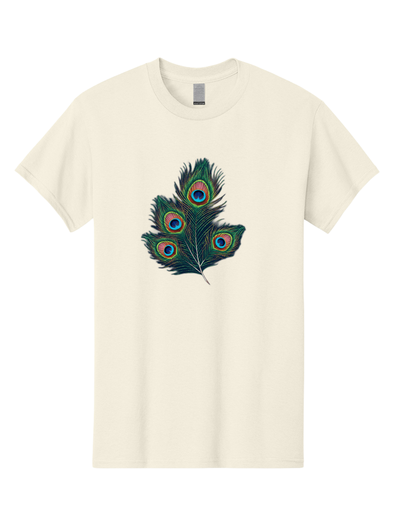 Peacock-Feathers Men'S Graphic Tee, 100% Cotton, Comfortable Casual Summer Wear, Machine Washable, Peacock Feather, Colorful Plumage, Vibrant Colors, Eyespot, Blue And Orange, Exotic Bird, Natural Beauty, Wildlife Bab124