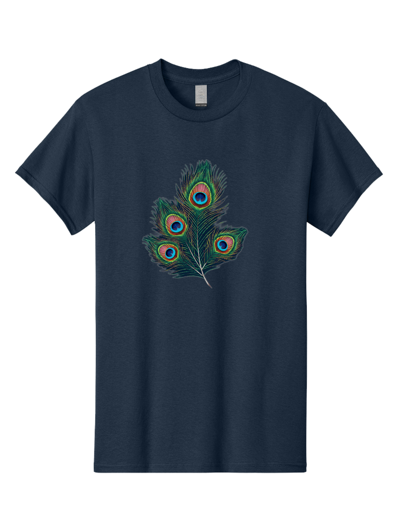 Peacock-Feathers Men'S Graphic Tee, 100% Cotton, Comfortable Casual Summer Wear, Machine Washable, Peacock Feather, Colorful Plumage, Vibrant Colors, Eyespot, Blue And Orange, Exotic Bird, Natural Beauty, Wildlife Bab124