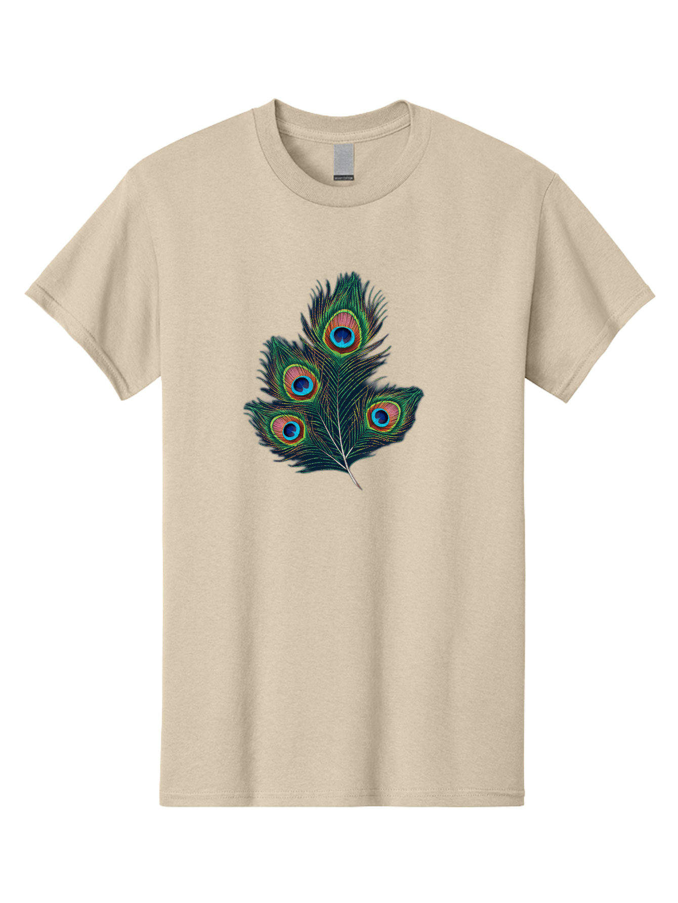 Peacock-Feathers Men'S Graphic Tee, 100% Cotton, Comfortable Casual Summer Wear, Machine Washable, Peacock Feather, Colorful Plumage, Vibrant Colors, Eyespot, Blue And Orange, Exotic Bird, Natural Beauty, Wildlife Bab124