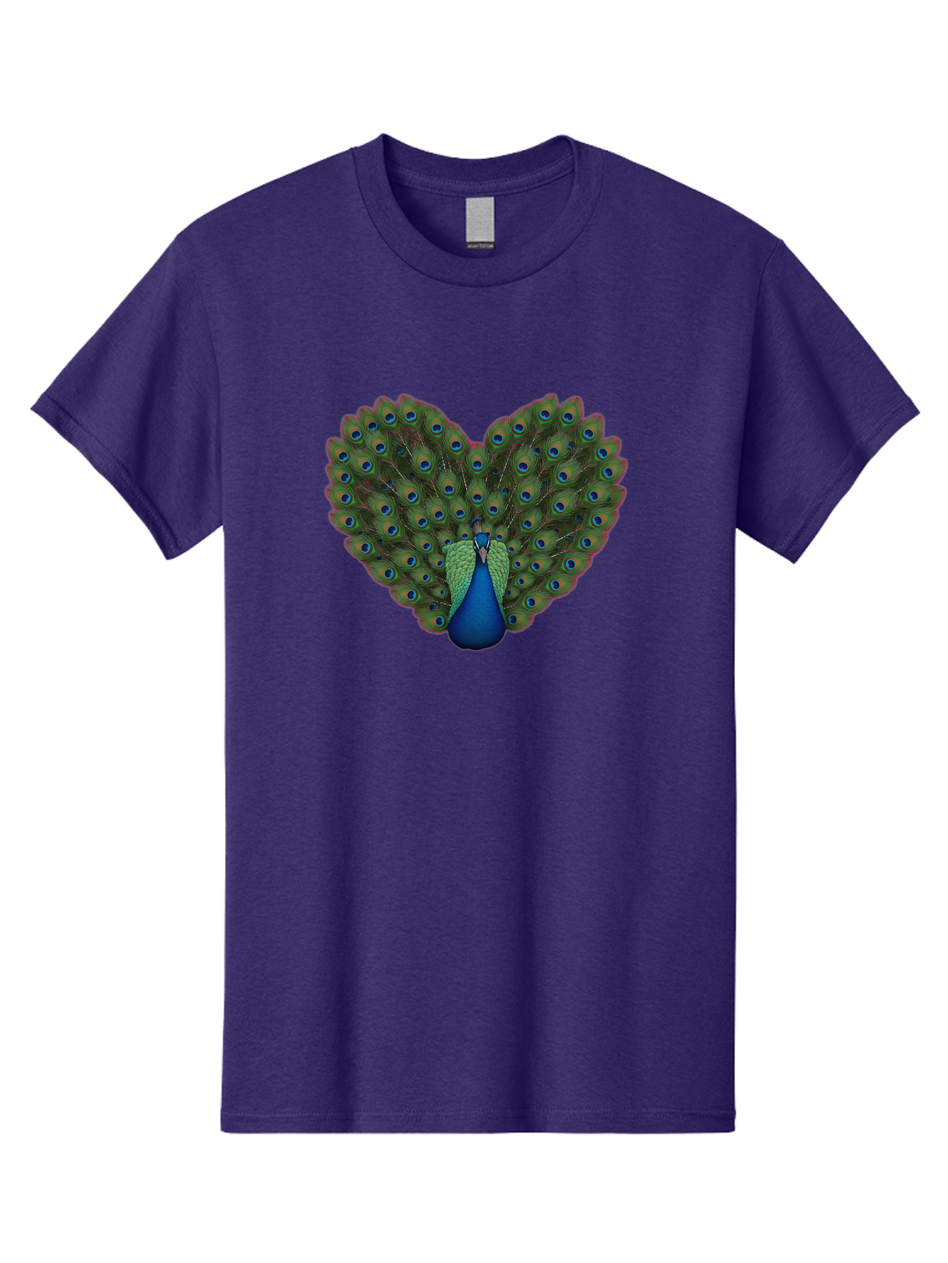 Peacock-Heart-Shape Men'S Graphic Tee, 100% Cotton, Comfortable Casual Summer Wear, Machine Washable, Peacock Displaying Feathers, Vibrant Plumage, Blue Eyespots, Green And Blue Colors, Majestic Bird, Exotic Wildlife, Stunning Display, Bab126