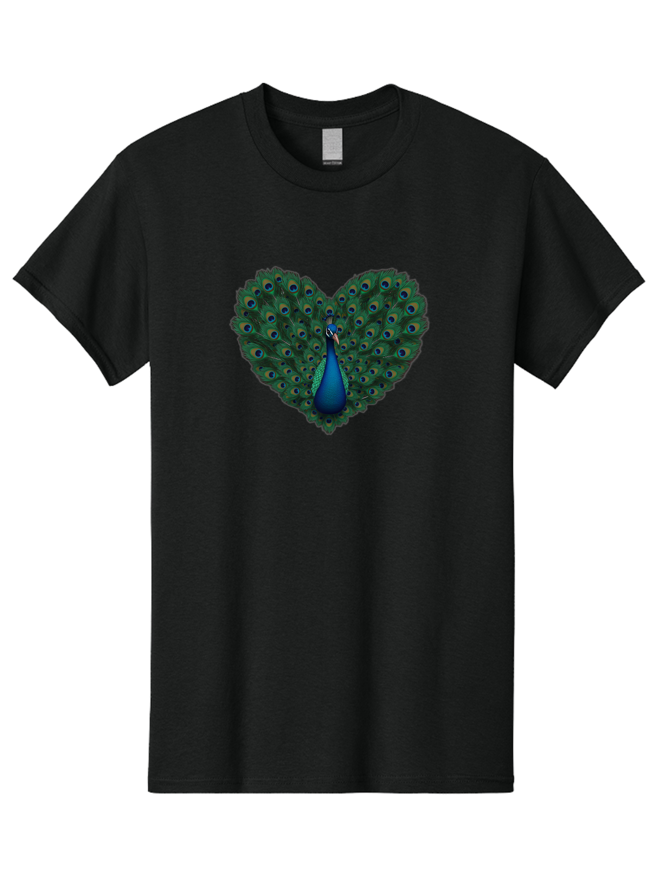Peacock-Heart Men'S Graphic Tee, 100% Cotton, Comfortable Casual Summer Wear, Machine Washable, Peacock Spreading Its Feathers, Heart Shape, Vibrant Colors, Blue And Green Plumage, Eye-Catching Display, Majestic Bird, Symbolic Representation, Bab127