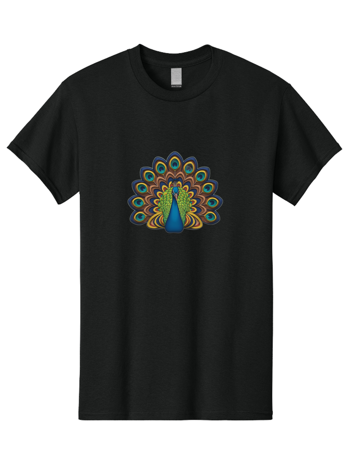 Peacock-Illustration Men'S Graphic Tee, 100% Cotton, Comfortable Casual Summer Wear, Machine Washable, Peacock With Vibrant Plumage, Colorful Feathers, Blue And Green Hues, Eye-Catching Patterns, Majestic Bird, Exotic Beauty, Ornate Tail, Bab128