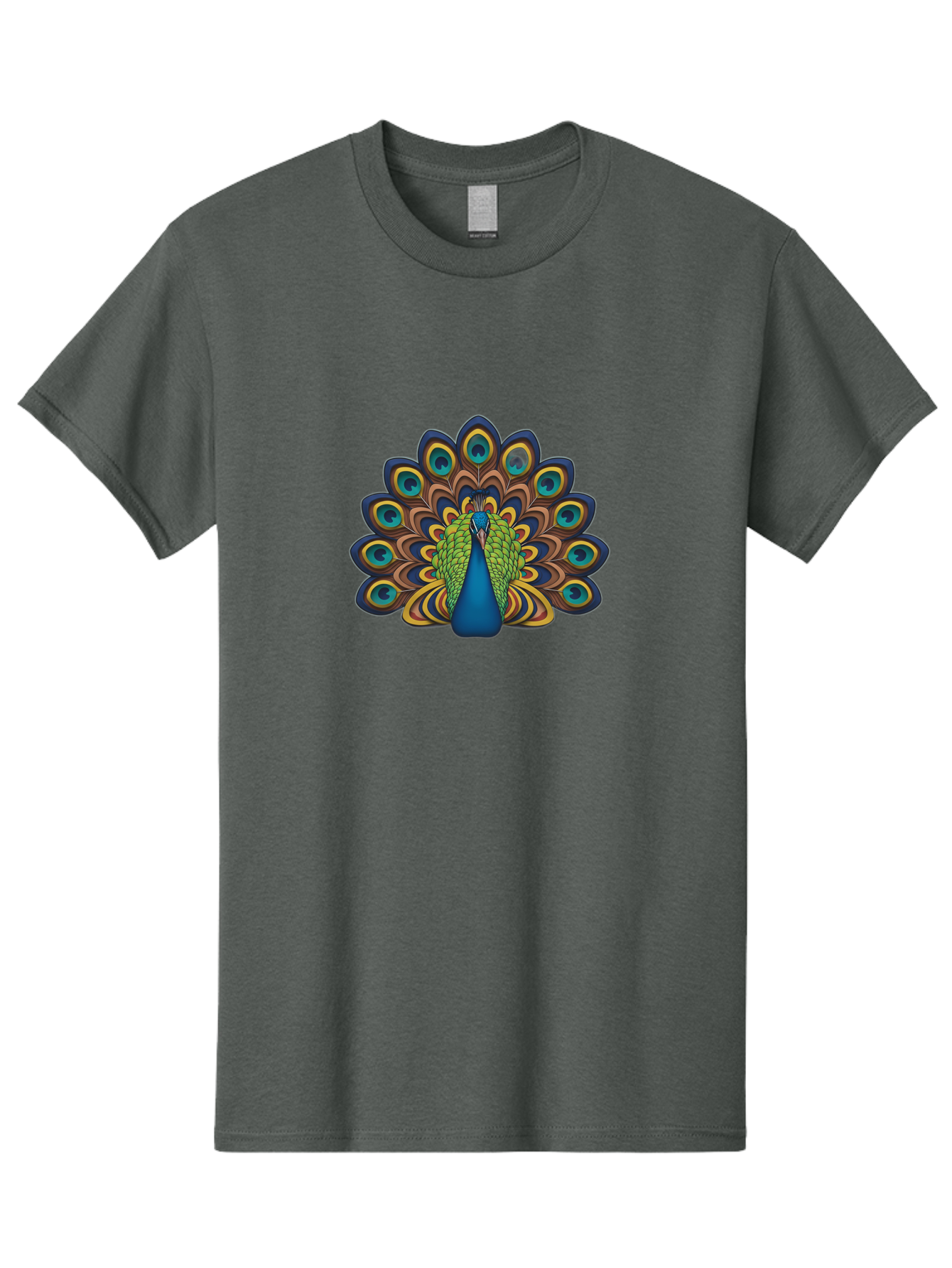 Peacock-Illustration Men'S Graphic Tee, 100% Cotton, Comfortable Casual Summer Wear, Machine Washable, Peacock With Vibrant Plumage, Colorful Feathers, Blue And Green Hues, Eye-Catching Patterns, Majestic Bird, Exotic Beauty, Ornate Tail, Bab128