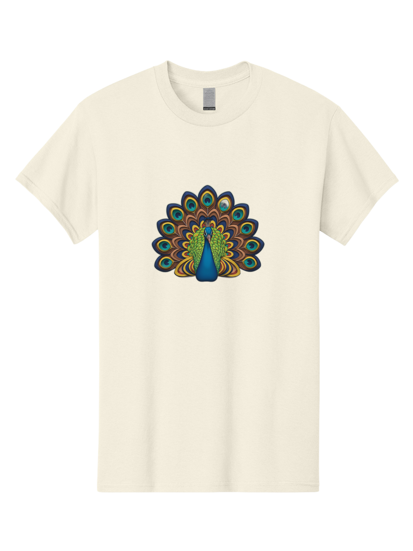 Peacock-Illustration Men'S Graphic Tee, 100% Cotton, Comfortable Casual Summer Wear, Machine Washable, Peacock With Vibrant Plumage, Colorful Feathers, Blue And Green Hues, Eye-Catching Patterns, Majestic Bird, Exotic Beauty, Ornate Tail, Bab128