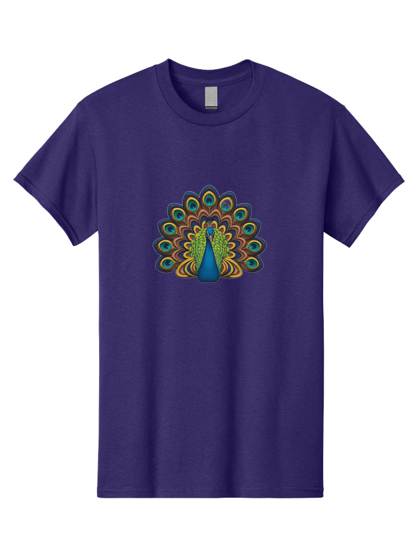 Peacock-Illustration Men'S Graphic Tee, 100% Cotton, Comfortable Casual Summer Wear, Machine Washable, Peacock With Vibrant Plumage, Colorful Feathers, Blue And Green Hues, Eye-Catching Patterns, Majestic Bird, Exotic Beauty, Ornate Tail, Bab128