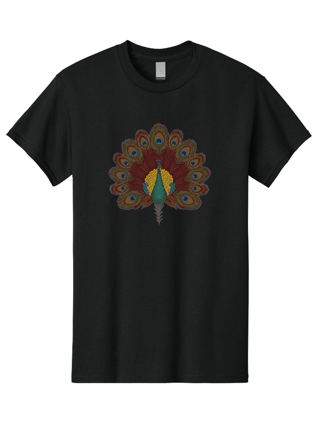 Peacock-Spreading-Tail-Feathers Men'S Graphic Tee, 100% Cotton, Comfortable Casual Summer Wear, Machine Washable, Peacock, Vibrant Plumage, Intricate Details, Mesmerizing Patterns, Ornate Feathers, Regal Bird, Stunning Display, Bab129