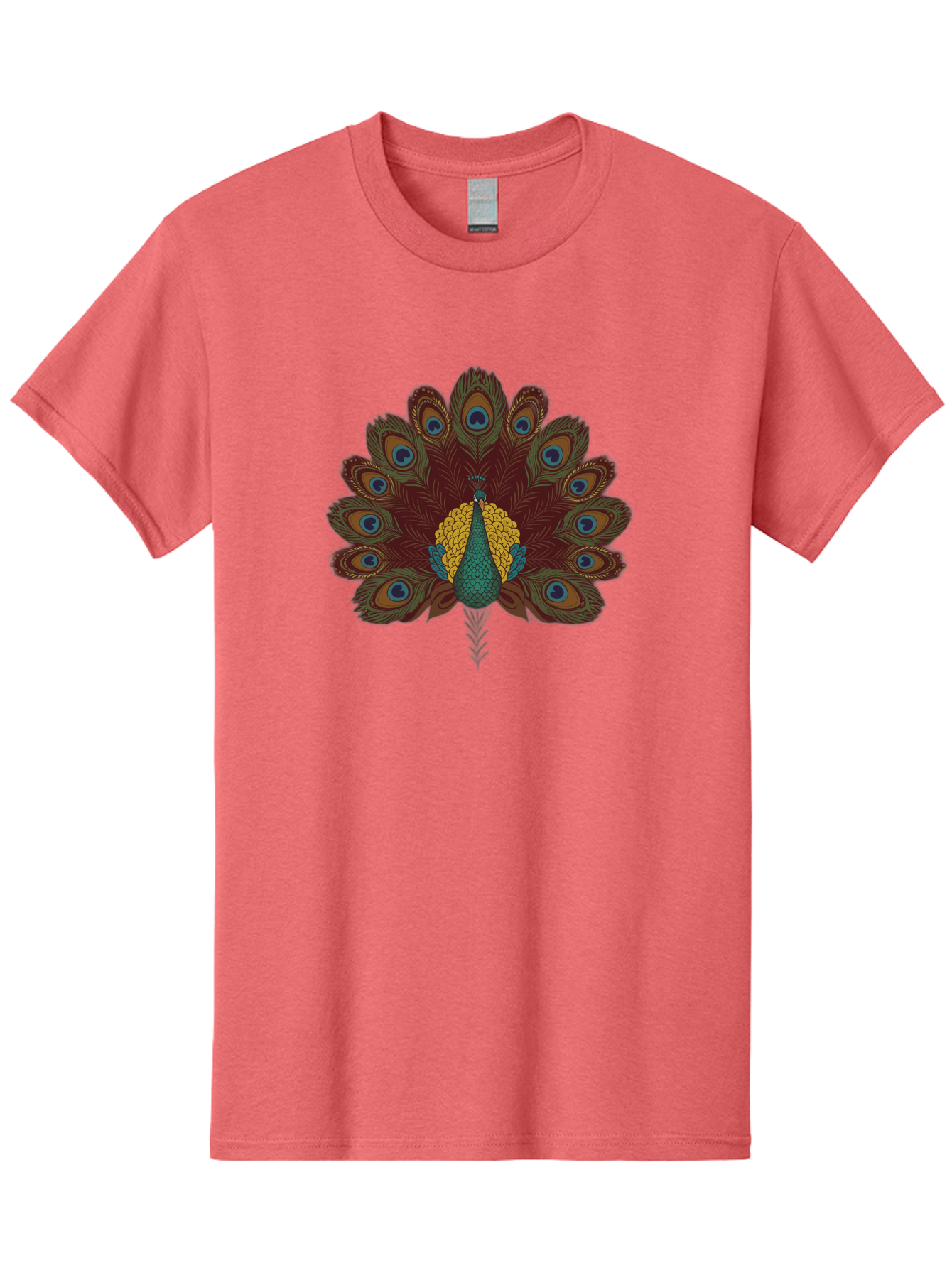 Peacock-Spreading-Tail-Feathers Men'S Graphic Tee, 100% Cotton, Comfortable Casual Summer Wear, Machine Washable, Peacock, Vibrant Plumage, Intricate Details, Mesmerizing Patterns, Ornate Feathers, Regal Bird, Stunning Display, Bab129