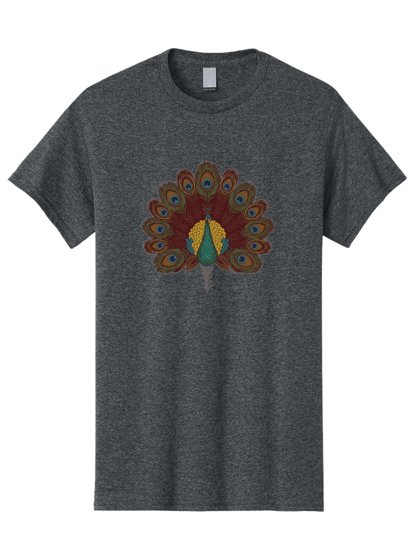 Peacock-Spreading-Tail-Feathers Men'S Graphic Tee, 100% Cotton, Comfortable Casual Summer Wear, Machine Washable, Peacock, Vibrant Plumage, Intricate Details, Mesmerizing Patterns, Ornate Feathers, Regal Bird, Stunning Display, Bab129