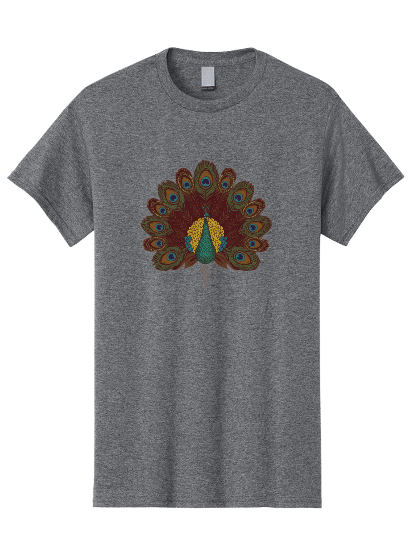 Peacock-Spreading-Tail-Feathers Men'S Graphic Tee, 100% Cotton, Comfortable Casual Summer Wear, Machine Washable, Peacock, Vibrant Plumage, Intricate Details, Mesmerizing Patterns, Ornate Feathers, Regal Bird, Stunning Display, Bab129