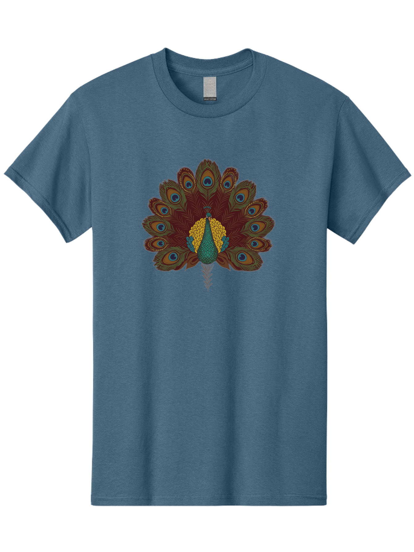 Peacock-Spreading-Tail-Feathers Men'S Graphic Tee, 100% Cotton, Comfortable Casual Summer Wear, Machine Washable, Peacock, Vibrant Plumage, Intricate Details, Mesmerizing Patterns, Ornate Feathers, Regal Bird, Stunning Display, Bab129