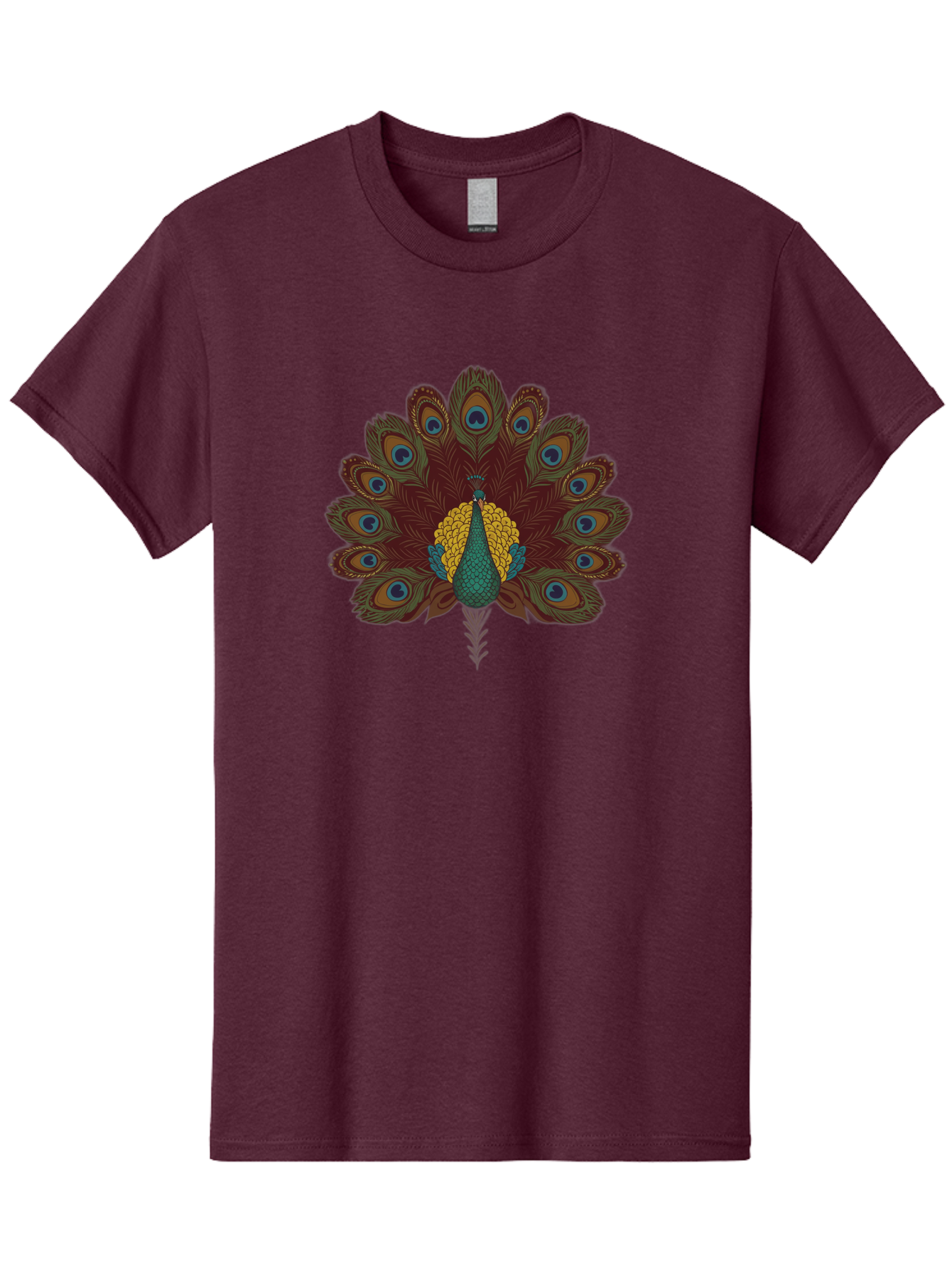 Peacock-Spreading-Tail-Feathers Men'S Graphic Tee, 100% Cotton, Comfortable Casual Summer Wear, Machine Washable, Peacock, Vibrant Plumage, Intricate Details, Mesmerizing Patterns, Ornate Feathers, Regal Bird, Stunning Display, Bab129