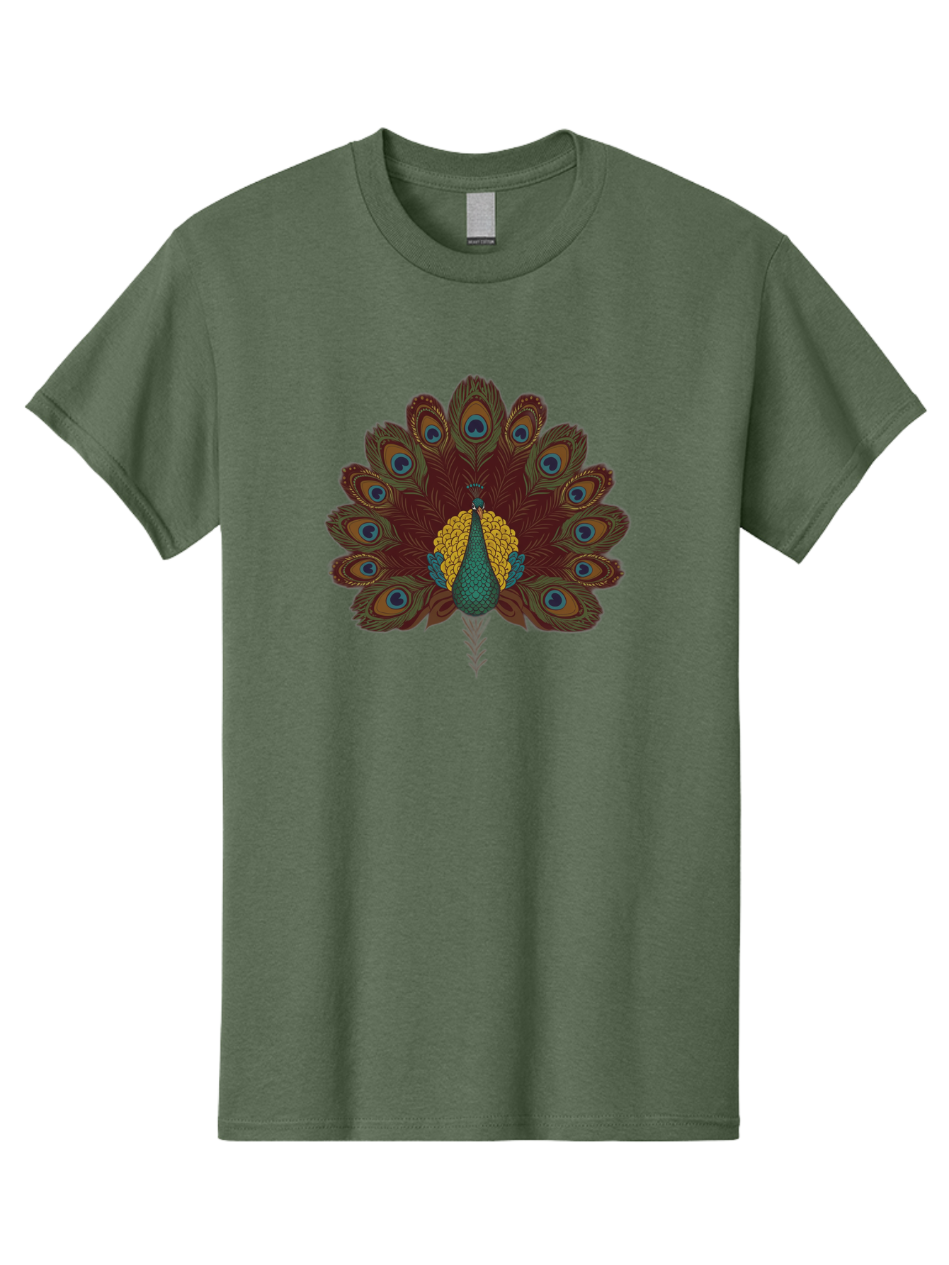 Peacock-Spreading-Tail-Feathers Men'S Graphic Tee, 100% Cotton, Comfortable Casual Summer Wear, Machine Washable, Peacock, Vibrant Plumage, Intricate Details, Mesmerizing Patterns, Ornate Feathers, Regal Bird, Stunning Display, Bab129