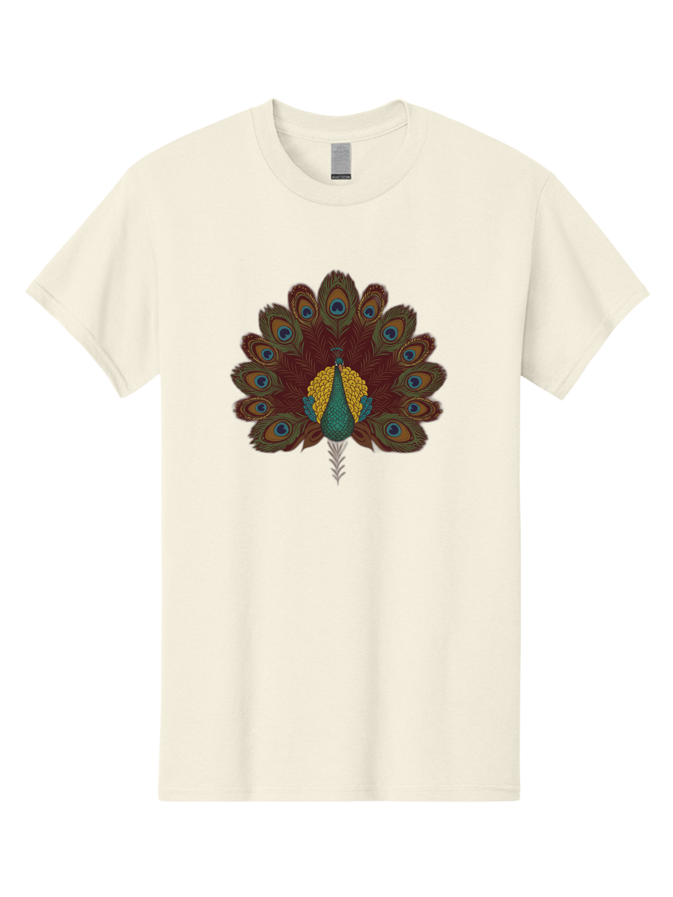 Peacock-Spreading-Tail-Feathers Men'S Graphic Tee, 100% Cotton, Comfortable Casual Summer Wear, Machine Washable, Peacock, Vibrant Plumage, Intricate Details, Mesmerizing Patterns, Ornate Feathers, Regal Bird, Stunning Display, Bab129