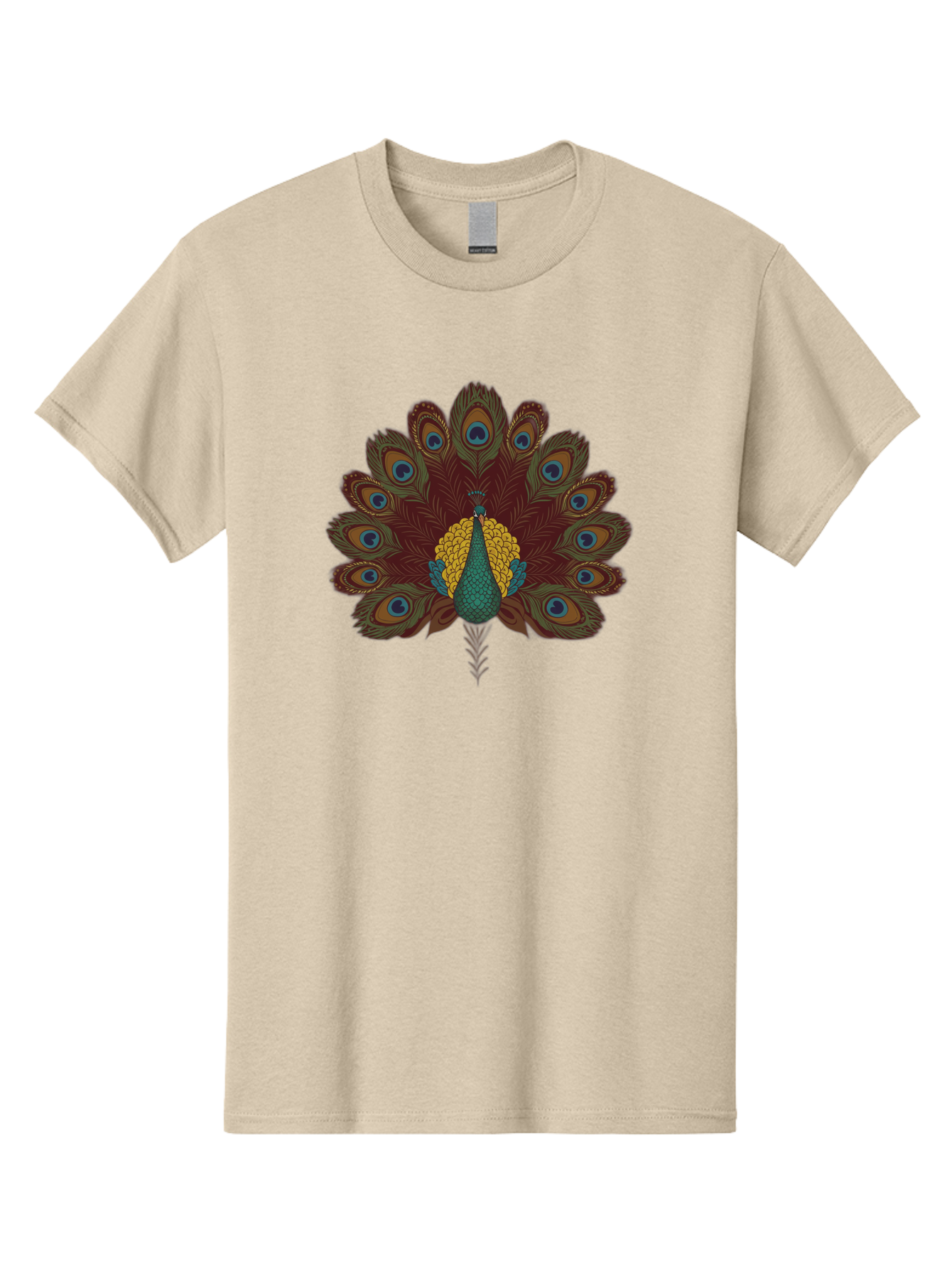 Peacock-Spreading-Tail-Feathers Men'S Graphic Tee, 100% Cotton, Comfortable Casual Summer Wear, Machine Washable, Peacock, Vibrant Plumage, Intricate Details, Mesmerizing Patterns, Ornate Feathers, Regal Bird, Stunning Display, Bab129