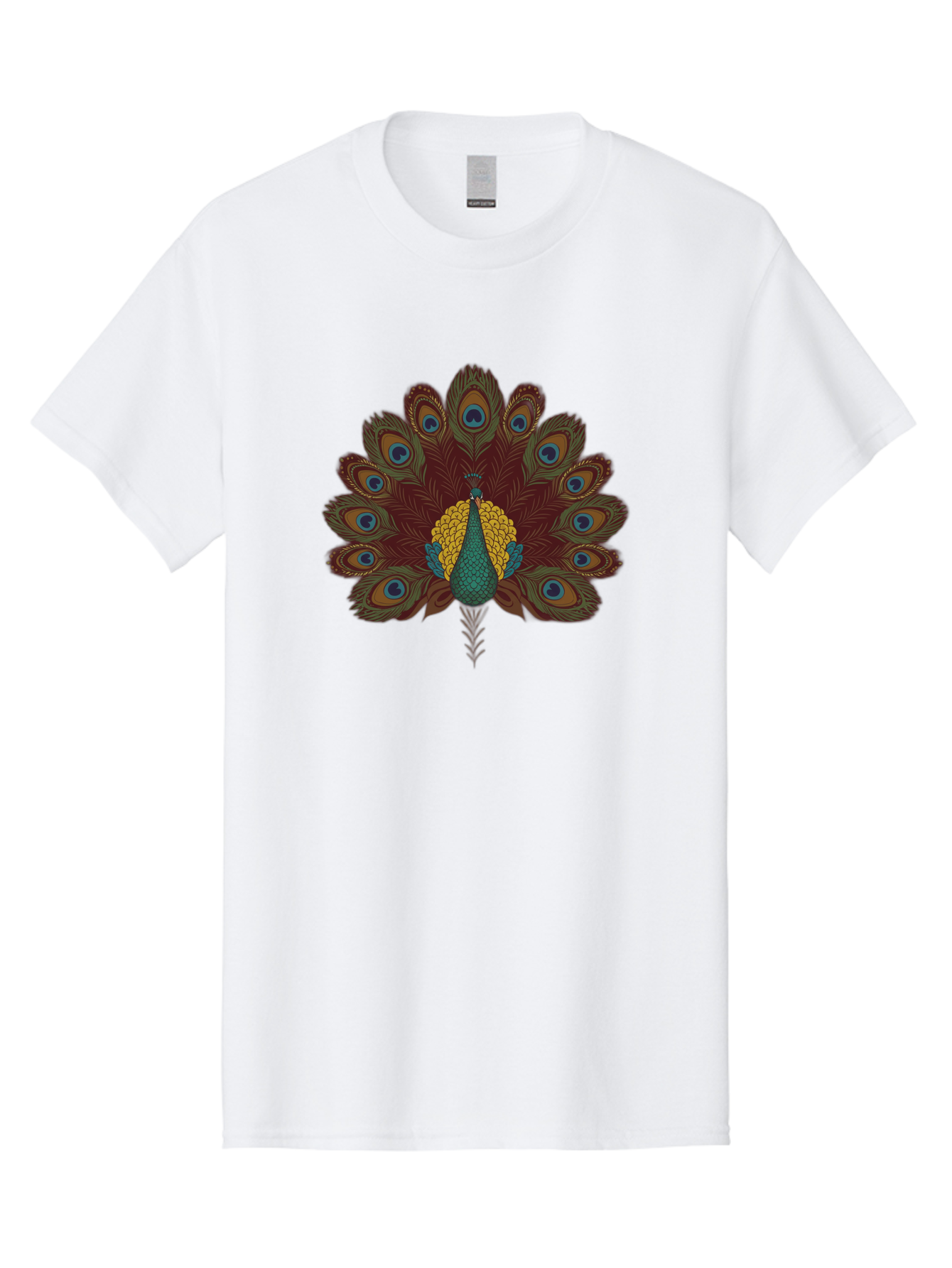 Peacock-Spreading-Tail-Feathers Men'S Graphic Tee, 100% Cotton, Comfortable Casual Summer Wear, Machine Washable, Peacock, Vibrant Plumage, Intricate Details, Mesmerizing Patterns, Ornate Feathers, Regal Bird, Stunning Display, Bab129