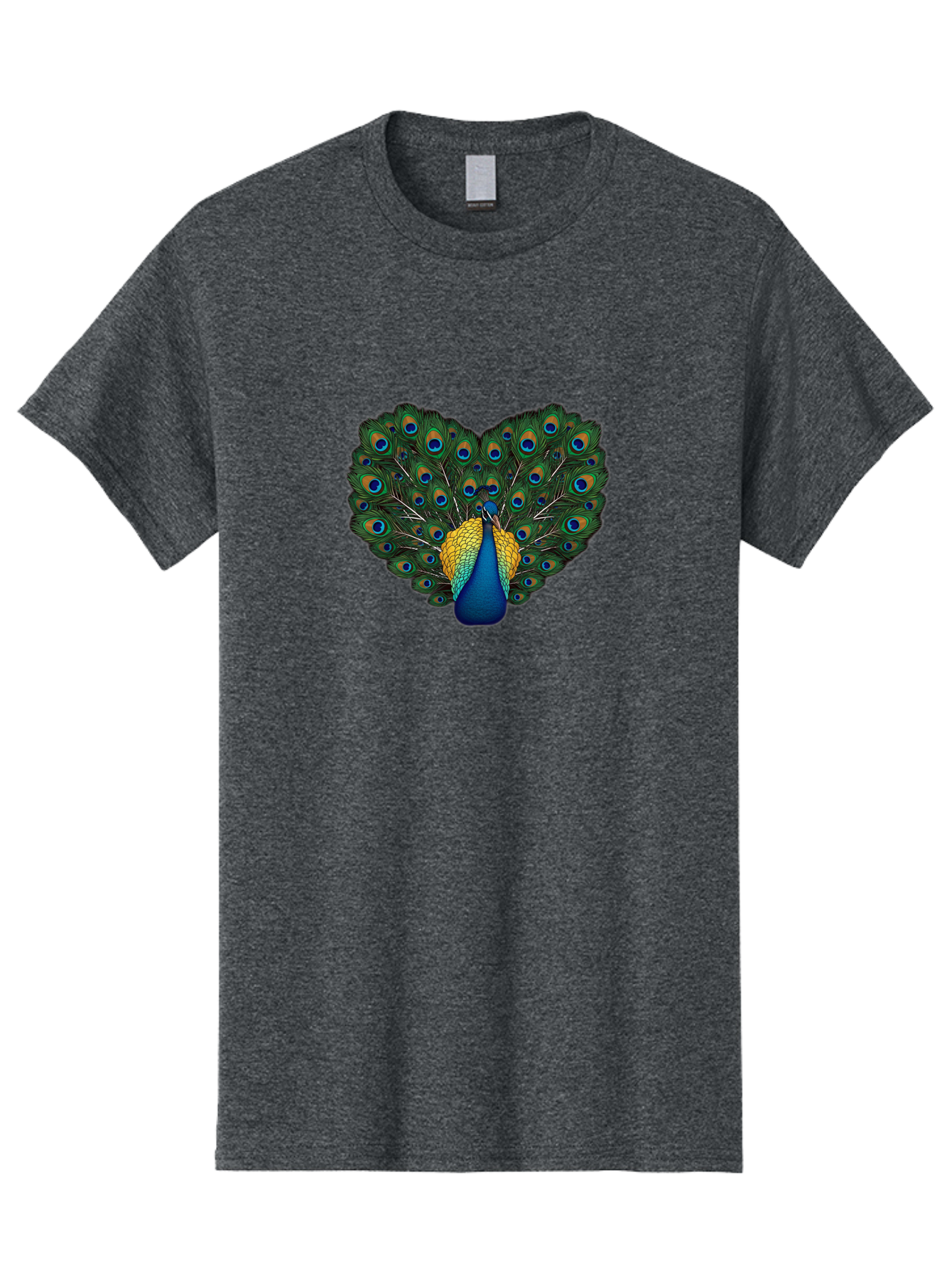 Peacock-Spreads-Tail Men'S Graphic Tee, 100% Cotton, Comfortable Casual Summer Wear, Machine Washable, Peacock Spreads Tail, Vibrant Feathers, Colorful Plumage, Blue And Gold, Eye-Catching Display, Majestic Bird, Ornate Patterns Bab130