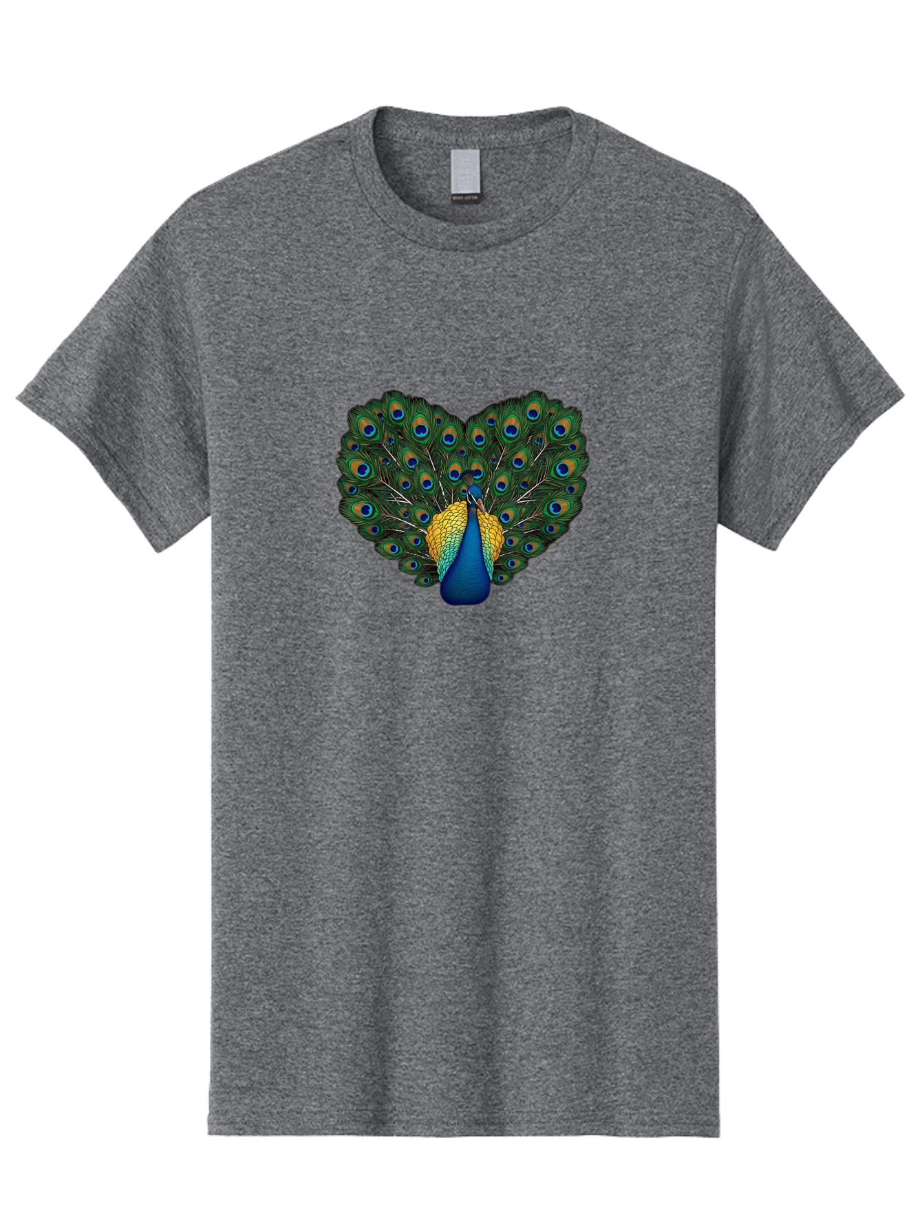 Peacock-Spreads-Tail Men'S Graphic Tee, 100% Cotton, Comfortable Casual Summer Wear, Machine Washable, Peacock Spreads Tail, Vibrant Feathers, Colorful Plumage, Blue And Gold, Eye-Catching Display, Majestic Bird, Ornate Patterns Bab130
