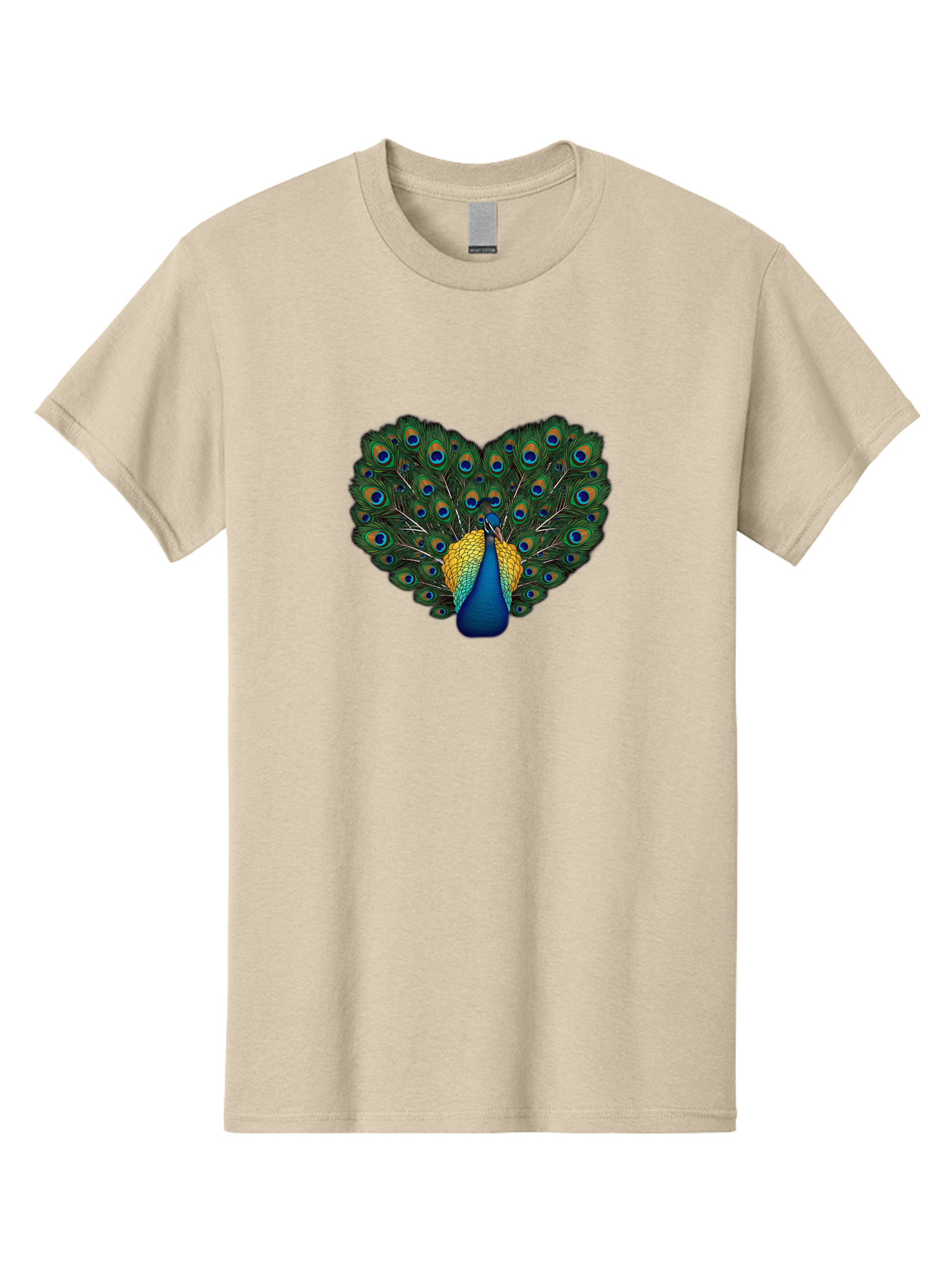 Peacock-Spreads-Tail Men'S Graphic Tee, 100% Cotton, Comfortable Casual Summer Wear, Machine Washable, Peacock Spreads Tail, Vibrant Feathers, Colorful Plumage, Blue And Gold, Eye-Catching Display, Majestic Bird, Ornate Patterns Bab130