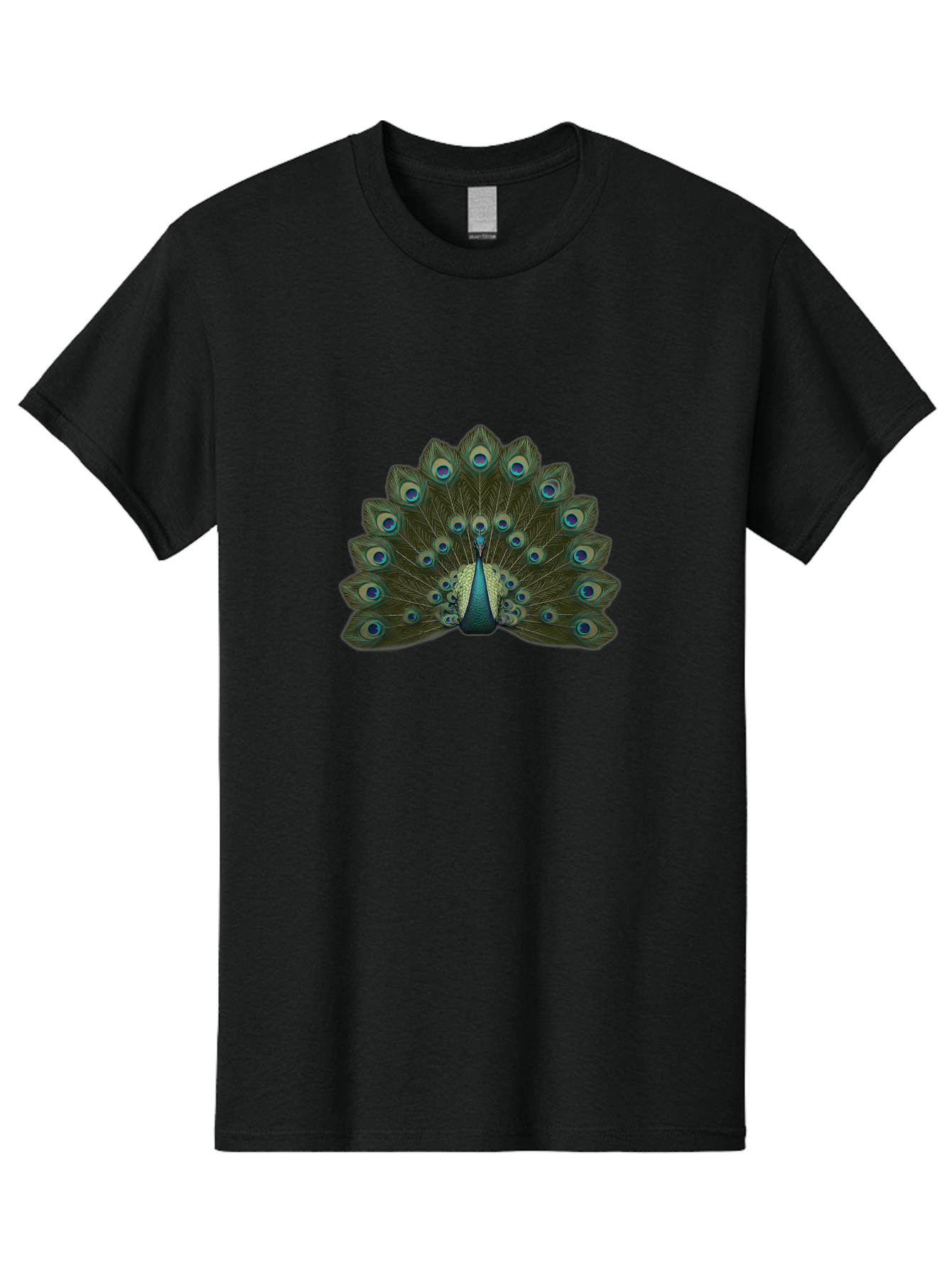 Peacock-Tail-Feathers-1 Men'S Graphic Tee, 100% Cotton, Comfortable Casual Summer Wear, Machine Washable, Peacock Feathers, Vibrant Colors, Blue And Green Hues, Eye-Catching Display, Exotic Bird, Wildlife Photography, Feathered Fan, Bab131