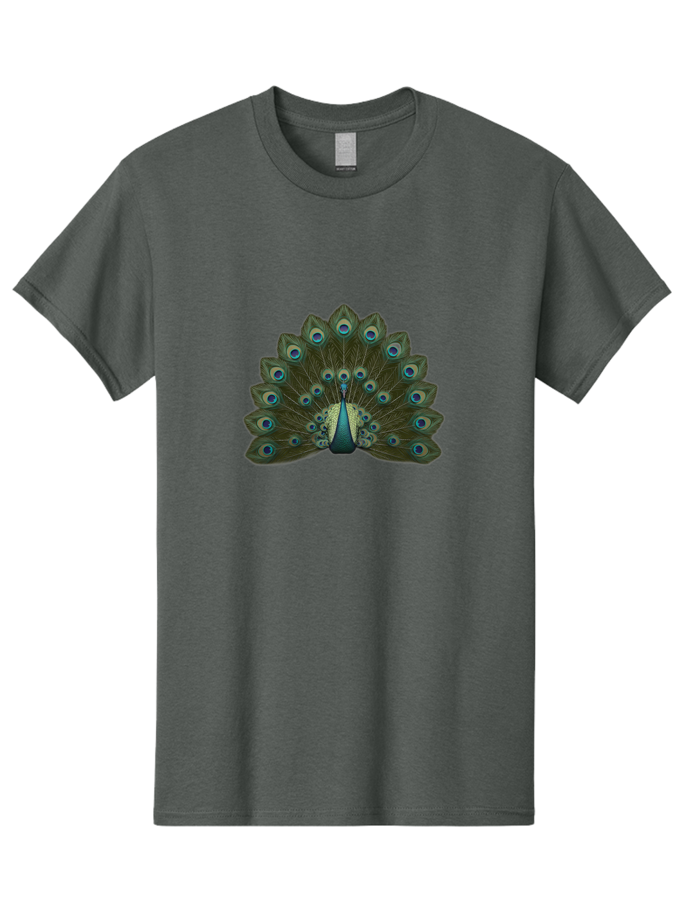 Peacock-Tail-Feathers-1 Men'S Graphic Tee, 100% Cotton, Comfortable Casual Summer Wear, Machine Washable, Peacock Feathers, Vibrant Colors, Blue And Green Hues, Eye-Catching Display, Exotic Bird, Wildlife Photography, Feathered Fan, Bab131