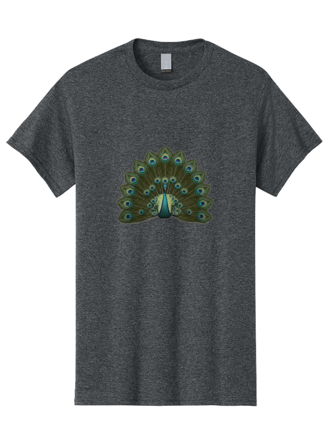 Peacock-Tail-Feathers-1 Men'S Graphic Tee, 100% Cotton, Comfortable Casual Summer Wear, Machine Washable, Peacock Feathers, Vibrant Colors, Blue And Green Hues, Eye-Catching Display, Exotic Bird, Wildlife Photography, Feathered Fan, Bab131