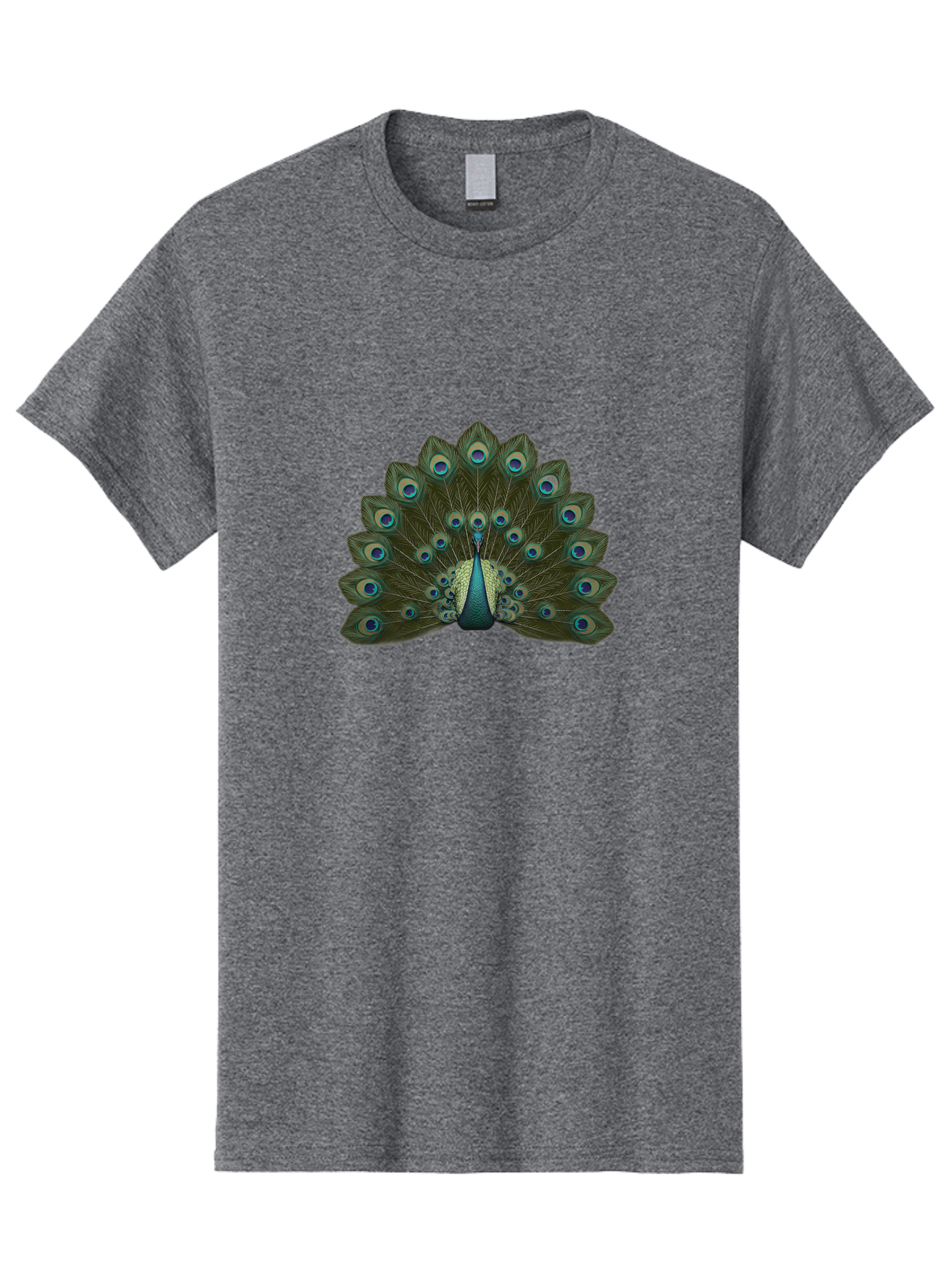 Peacock-Tail-Feathers-1 Men'S Graphic Tee, 100% Cotton, Comfortable Casual Summer Wear, Machine Washable, Peacock Feathers, Vibrant Colors, Blue And Green Hues, Eye-Catching Display, Exotic Bird, Wildlife Photography, Feathered Fan, Bab131
